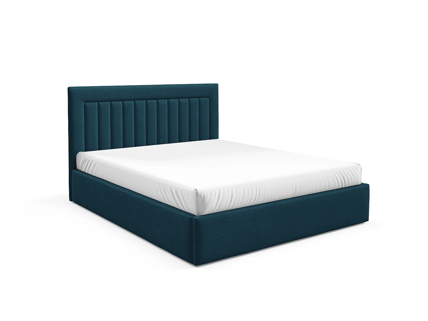 FURNISTAR Gestoffeerd bed BEA I met opbergruimte 180x200 |Tweepersoonsbed met opbergruimte|Lattenbodem|Boxspring-look|zonder matras - Donkerblauw