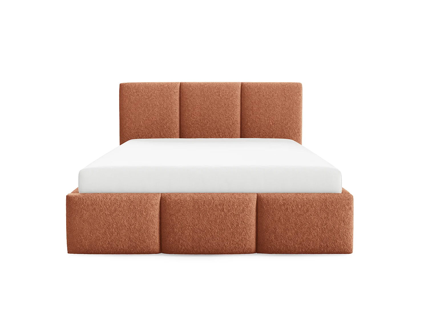 Lit rembourré VALERIO avec coffre de rangement 160x200|Lit double|Sommier à lattes|Aspect lit boxspring|sans matelas|Chambre-Rouge renard