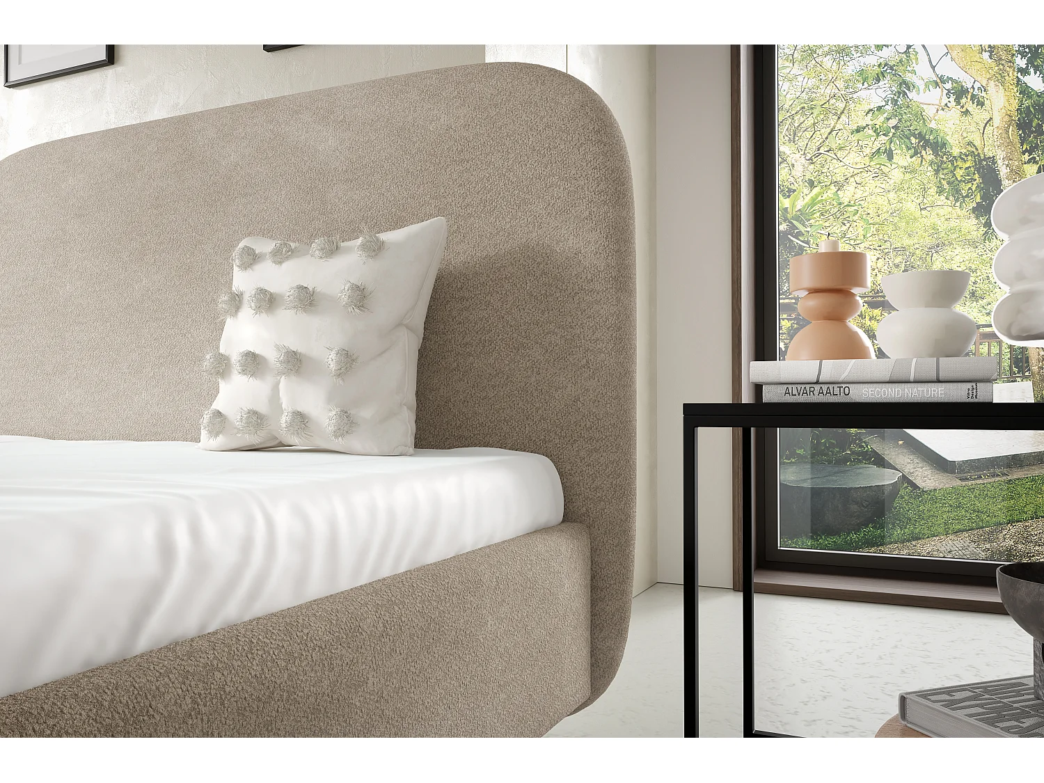 Lit rembourré LANA avec coffre de rangement 160x200|Lit double|Sommier à lattes|Aspect lit boxspring|sans matelas|Chambre-Taupe