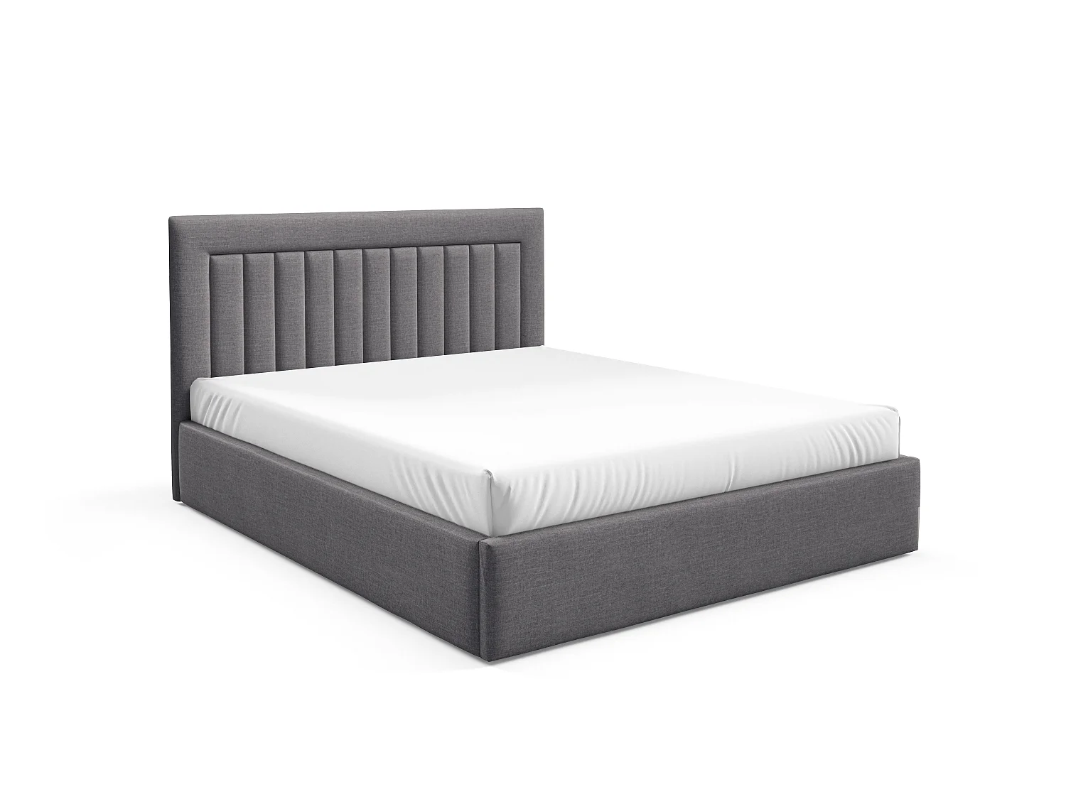 FURNISTAR Gestoffeerd bed BEA I met opbergruimte 180x200 |Tweepersoonsbed met opbergruimte|Lattenbodem|Boxspring-look|zonder matras - Donkergrijs