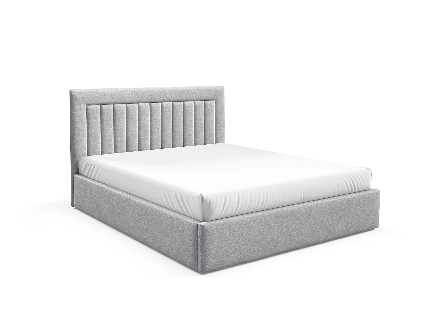 FURNISTAR Gestoffeerd bed BEA I met opbergruimte 160x200 |Tweepersoonsbed met opbergruimte|Lattenbodem|Boxspring-look|zonder matras - Lichtgrijs