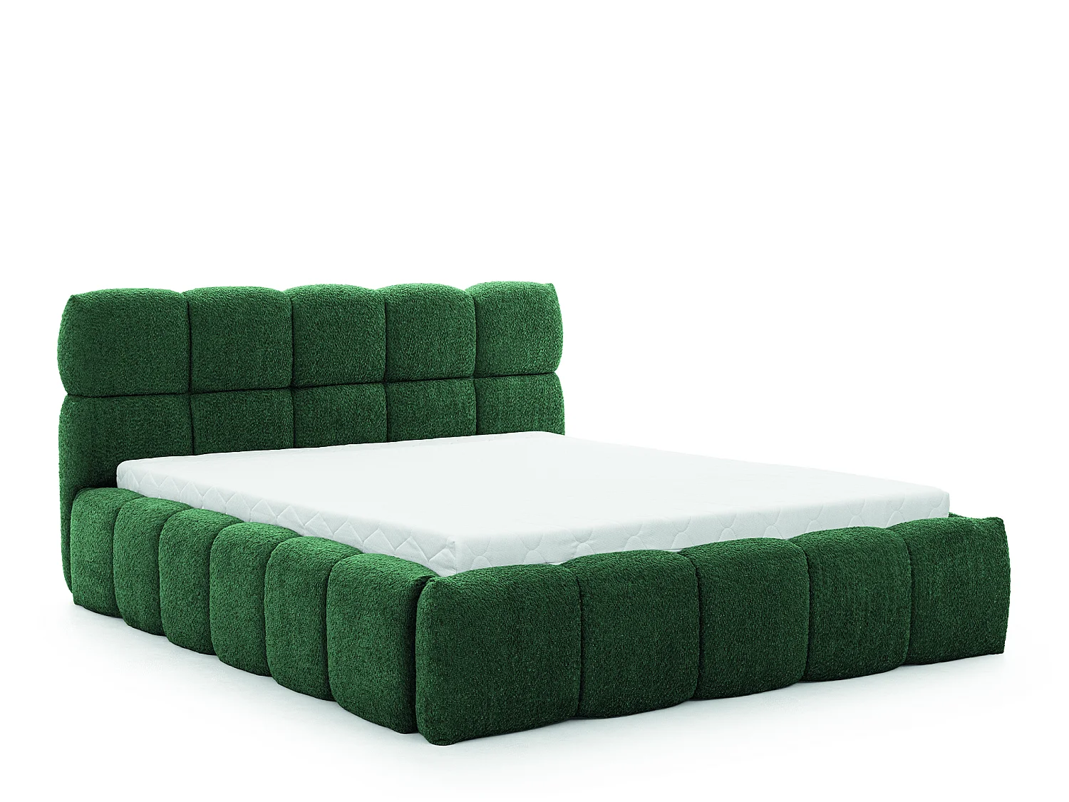 FURNISTAR Gestoffeerd bed SOFIA 140x200 met opbergruimte|Bubble|Tweepersoonsbed|Lattenbodem|Boxspring-look|zonder matras-Flessengroen