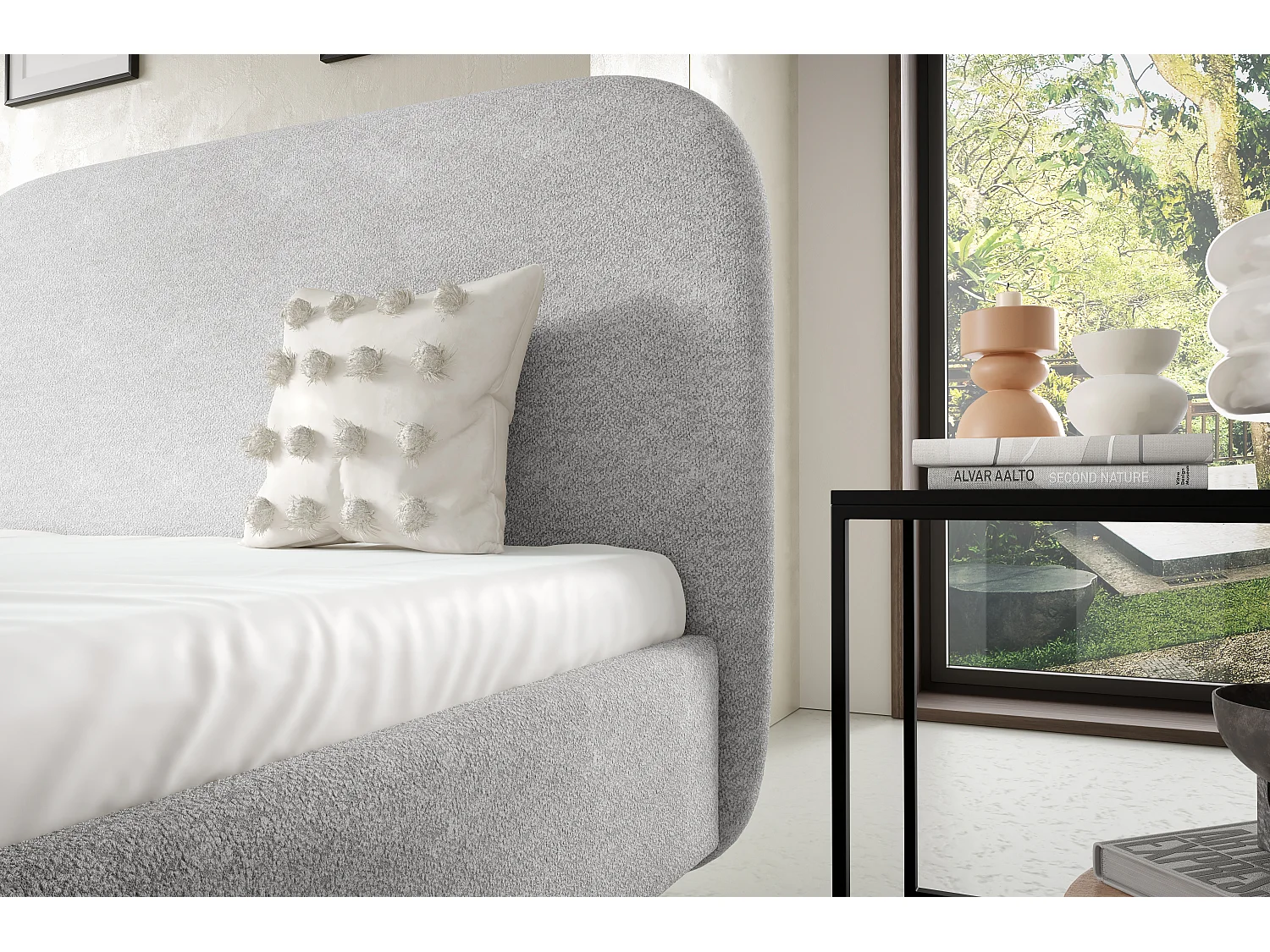 Gestoffeerd bed LANA met opbergruimte 160x200|Tweepersoonsbed|Lattenbodem|Boxspring-look|zonder matras|Slaapkamer-Lichtgrijs