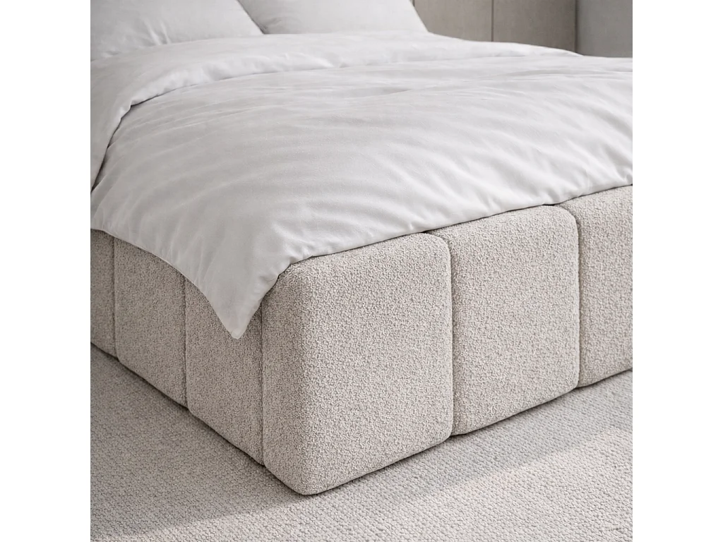 Gestoffeerd bed CLOUDY met opbergruimte 180x200|Tweepersoonsbed|Lattenbodem|Boxspring-look|zonder matras|Slaapkamer-Beige