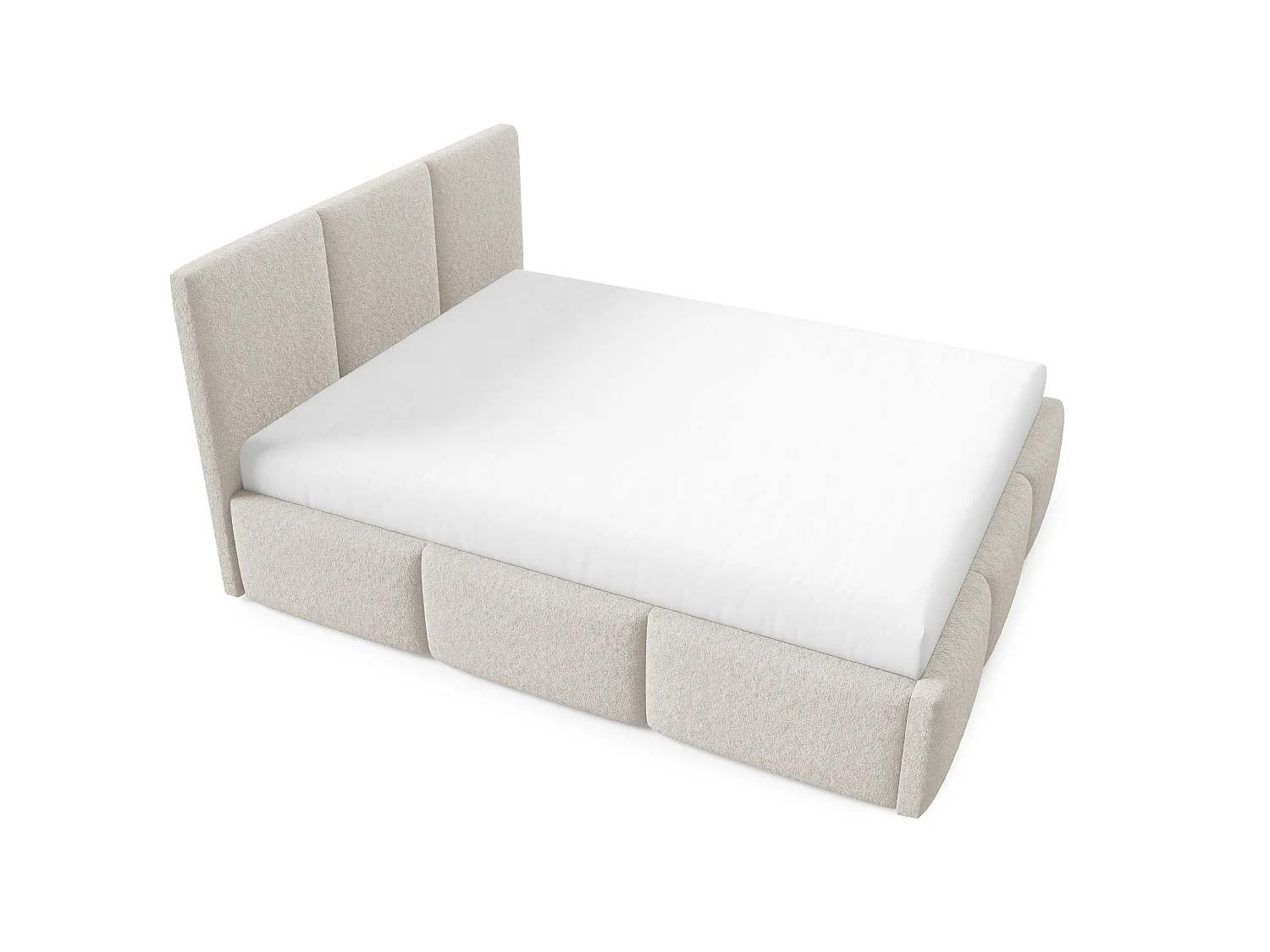 Gestoffeerd bed VALERIO met opbergruimte, bed 140x200|Tweepersoonsbed|Lattenbodem|Boxspring-look|zonder matras|Slaapkamer-Beige