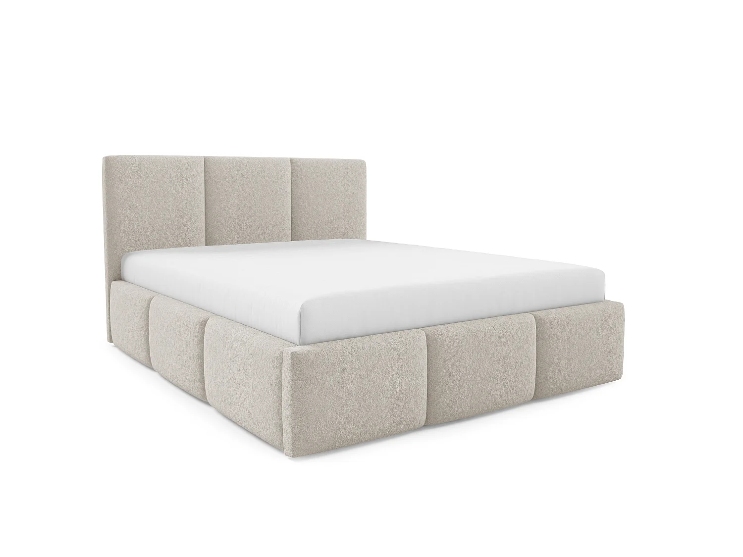 Gestoffeerd bed VALERIO met opbergruimte, bed 140x200|Tweepersoonsbed|Lattenbodem|Boxspring-look|zonder matras|Slaapkamer-Beige