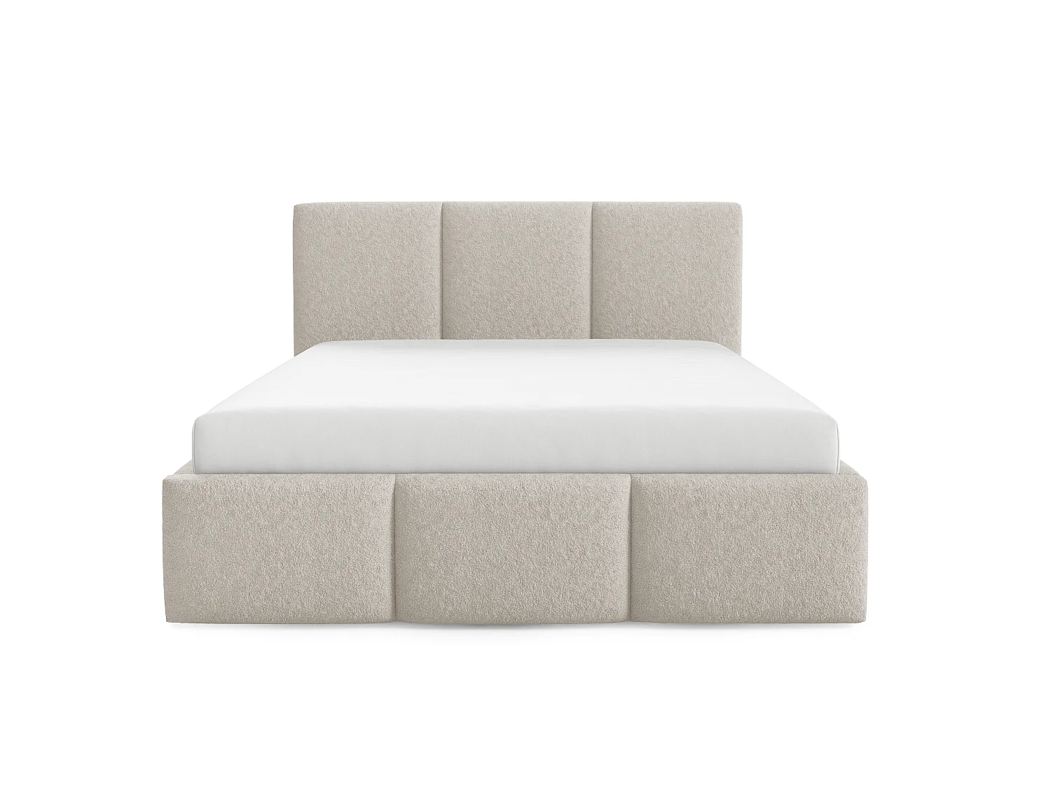 Gestoffeerd bed VALERIO met opbergruimte, bed 140x200|Tweepersoonsbed|Lattenbodem|Boxspring-look|zonder matras|Slaapkamer-Beige