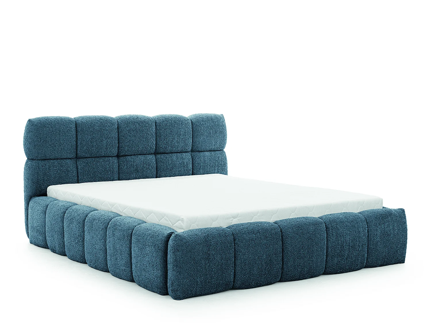 FURNISTAR Gestoffeerd bed SOFIA 140x200 met opbergruimte|Bubble|Tweepersoonsbed|Lattenbodem|Boxspring-look|zonder matras-Hemelsblauw