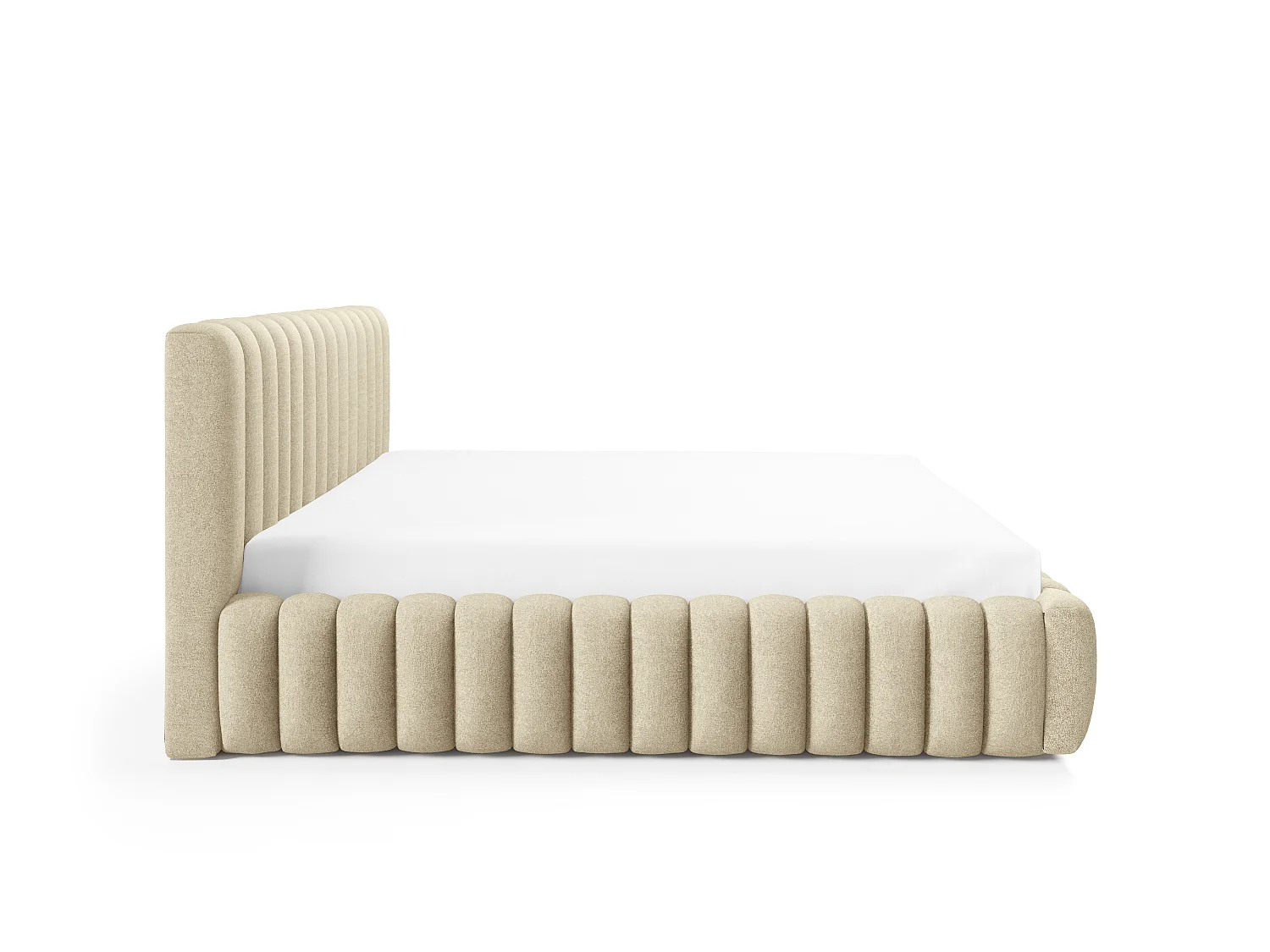 FURNISTAR Lit rembourré BLIVIO 160x200 cm|avec coffre de rangement|Sommier à lattes|Lit double|Aspect lit boxspring-Cappuccino