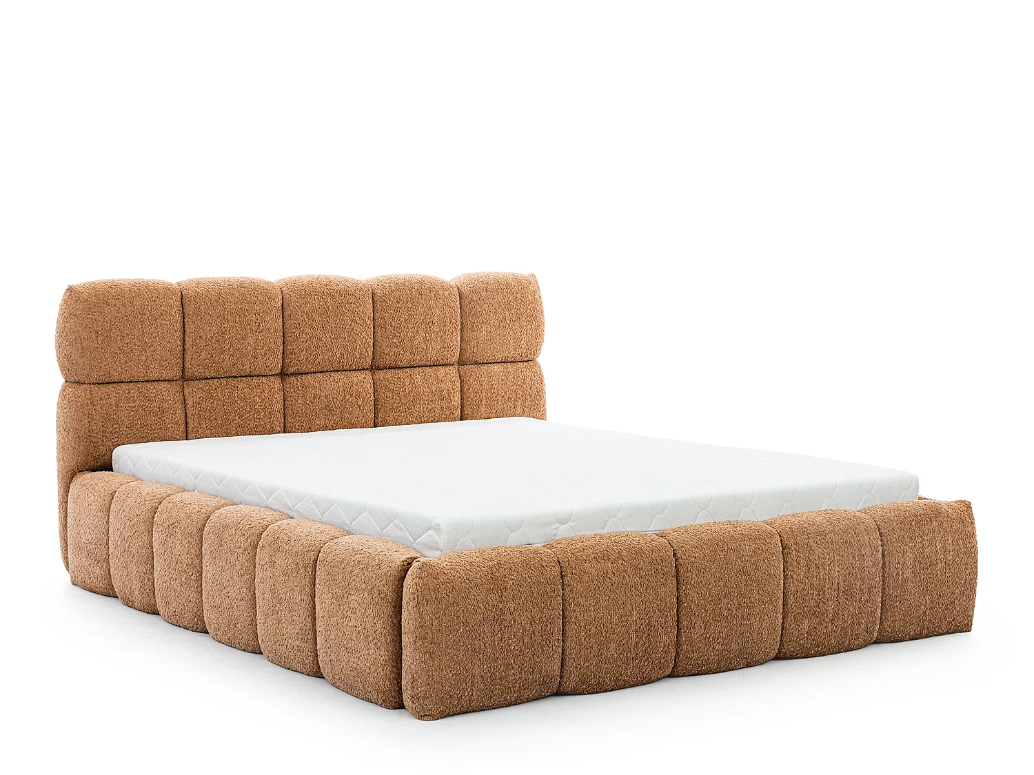 FURNISTAR Gestoffeerd bed SOFIA 120x200 met opbergruimte|Bubble|Tweepersoonsbed|Lattenbodem|Boxspring-look|zonder matras-Karamel