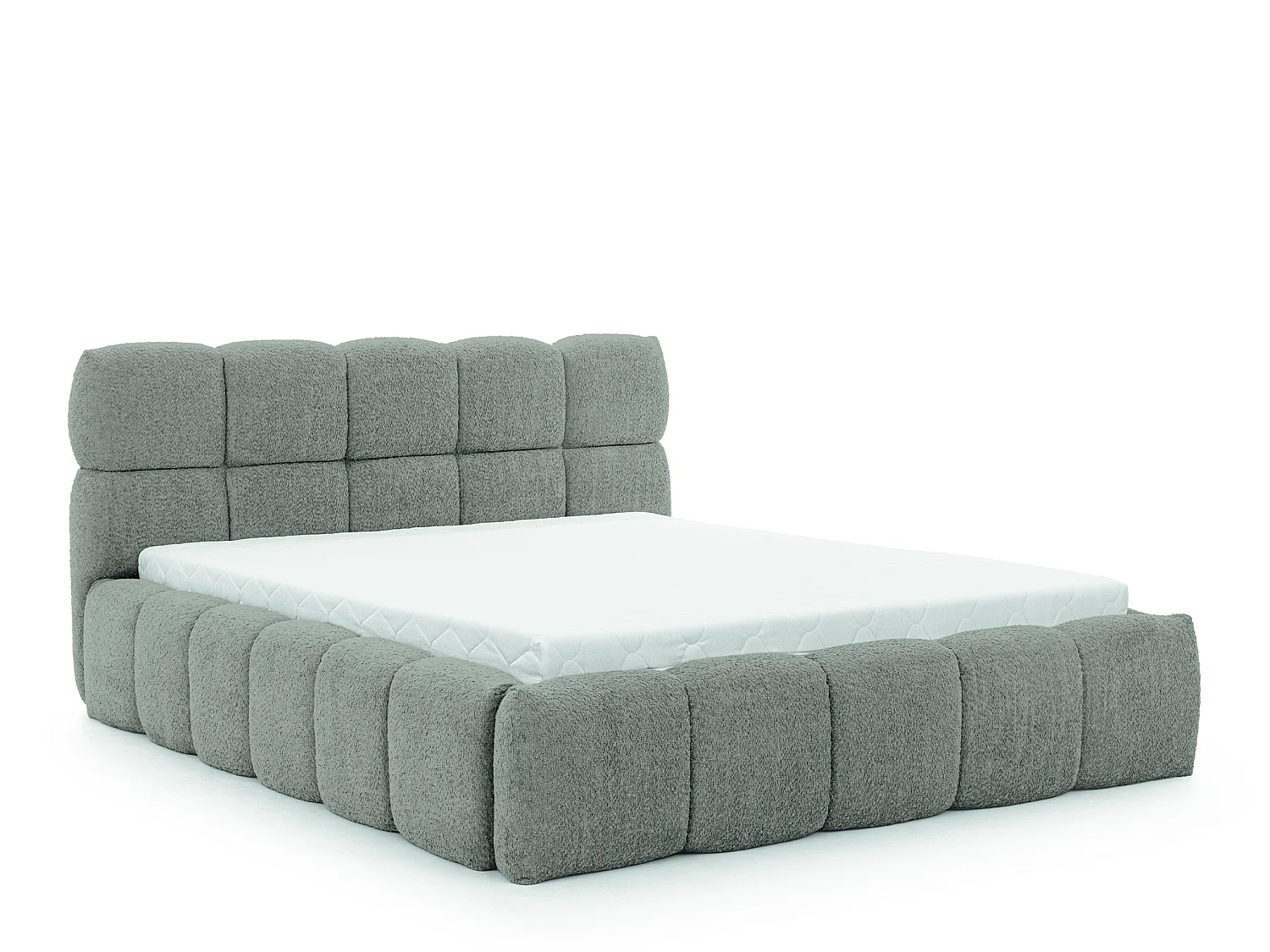 FURNISTAR Gestoffeerd bed SOFIA 160x200 met opbergruimte|Bubble|Tweepersoonsbed|Lattenbodem|Boxspring-look|zonder matras-Grijs