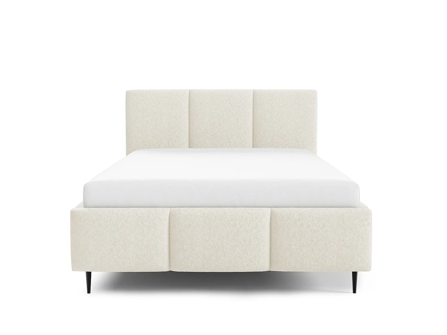 Gestoffeerd bed VALERIO met poten en opbergruimte, bed 180x200|Tweepersoonsbed|Lattenbodem|Boxspring-look|zonder matras|Slaapkamer-Crème