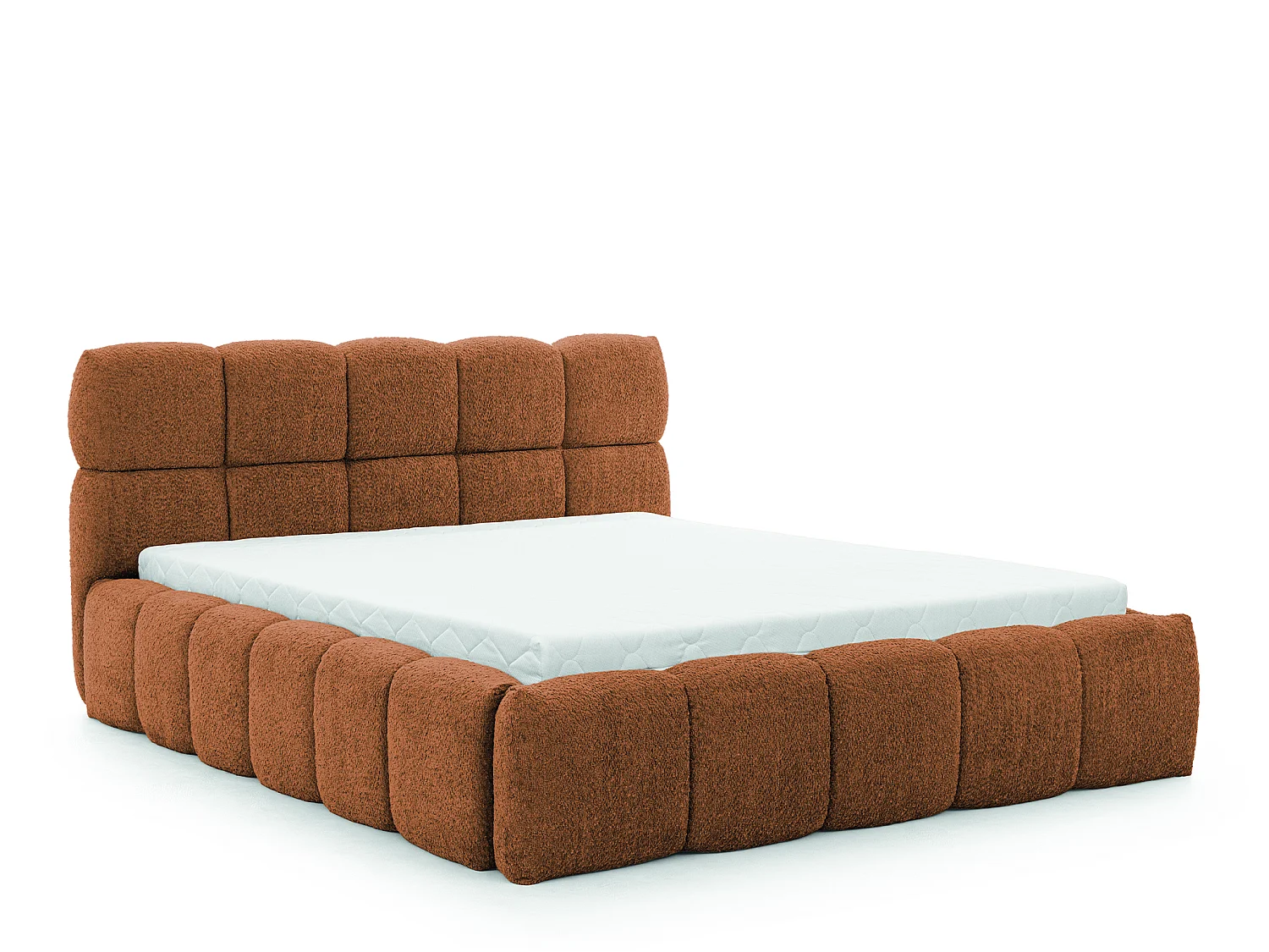 FURNISTAR Gestoffeerd bed SOFIA 160x200 met opbergruimte|Bubble|Tweepersoonsbed|Lattenbodem|Boxspring-look|zonder matras-Vosrood