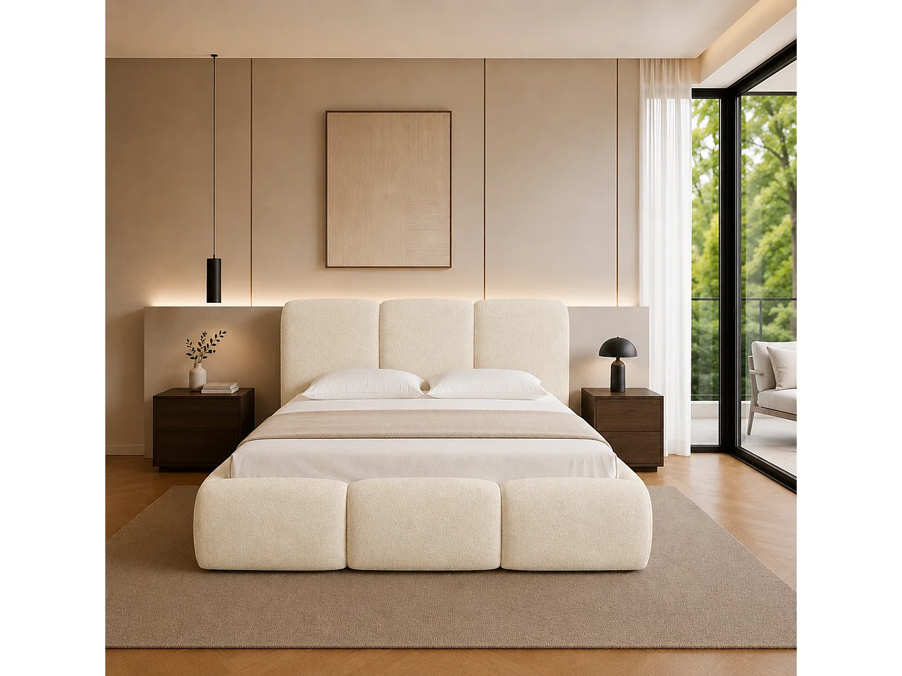 FURNISTAR Gestoffeerd bed BOVA 200x200 cm met opbergruimte|Lattenbodem|Tweepersoonsbed|Boxspring-look-Donkergrijs