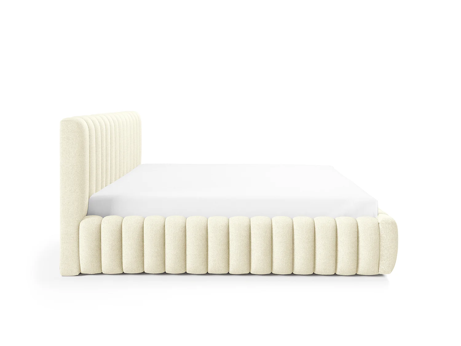 FURNISTAR Gestoffeerd bed BLIVIO 160x200 cm|met opbergruimte|Lattenbodem|Tweepersoonsbed|Boxspring-look-Crème
