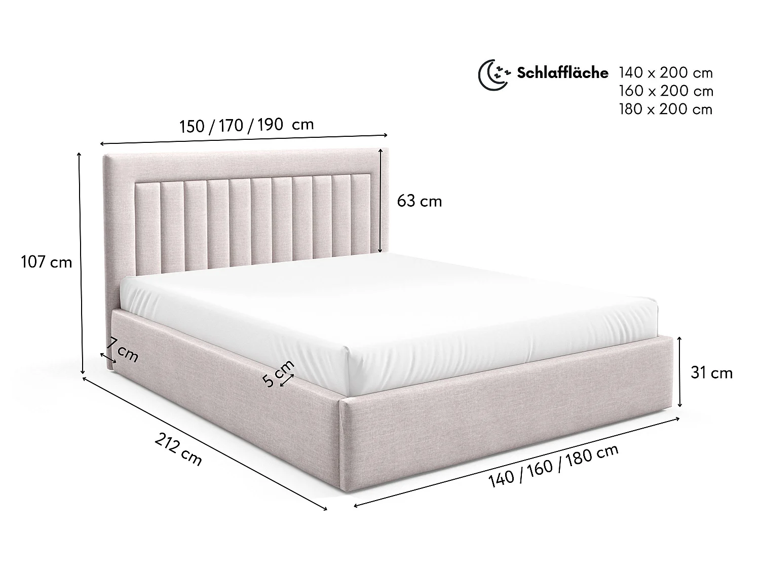 FURNISTAR Gestoffeerd bed BEA I met opbergruimte 180x200 |Tweepersoonsbed met opbergruimte|Lattenbodem|Boxspring-look|zonder matras - Wijnrood