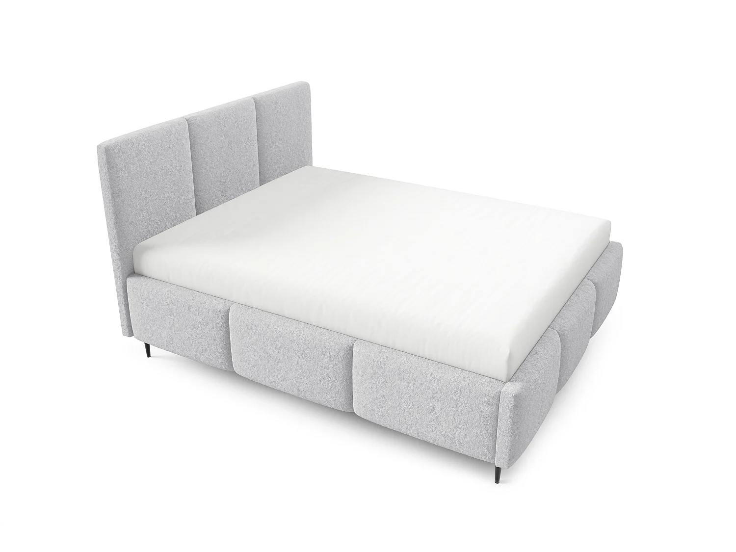 Lit rembourré VALERIO avec pieds et coffre de rangement 180x200|Lit double|Sommier à lattes|Aspect lit boxspring|sans matelas|Chambre-Gris