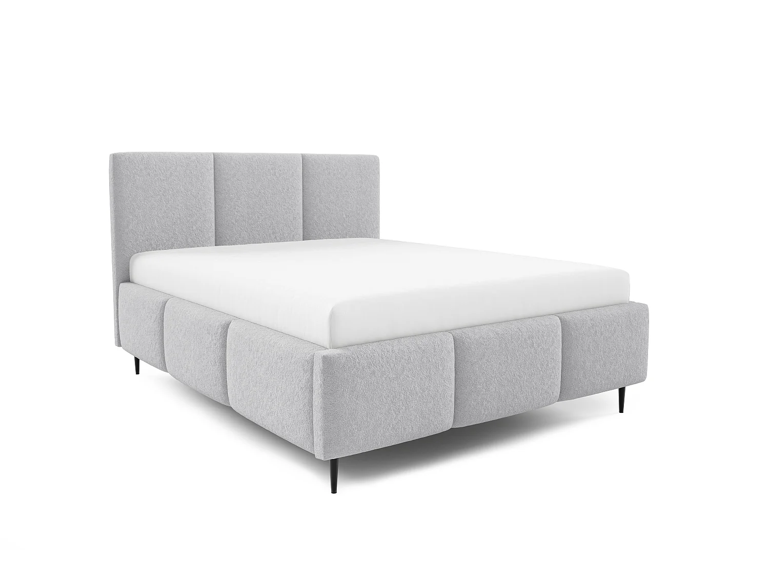Lit rembourré VALERIO avec pieds et coffre de rangement 180x200|Lit double|Sommier à lattes|Aspect lit boxspring|sans matelas|Chambre-Gris
