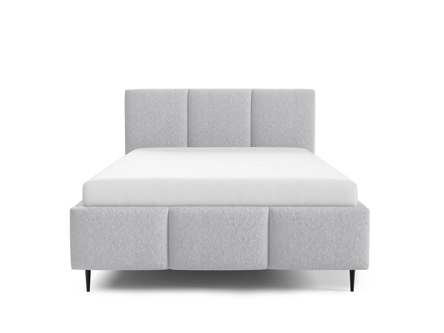 Lit rembourré VALERIO avec pieds et coffre de rangement 180x200|Lit double|Sommier à lattes|Aspect lit boxspring|sans matelas|Chambre-Gris
