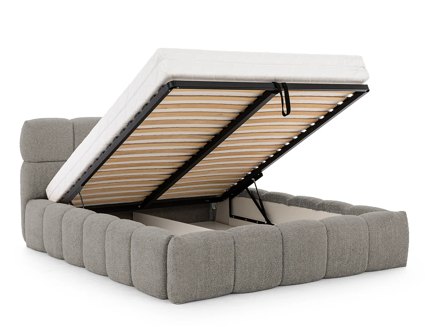 FURNISTAR Gestoffeerd bed SOFIA 180x200 met opbergruimte|Bubble|Tweepersoonsbed|Lattenbodem|Boxspring-look|zonder matras-Grijs