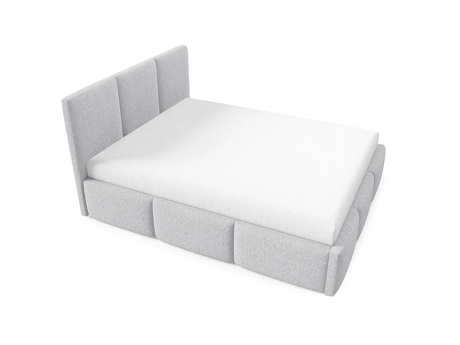 Lit rembourré VALERIO avec coffre de rangement 160x200|Lit double|Sommier à lattes|Aspect lit boxspring|sans matelas|Chambre-Gris