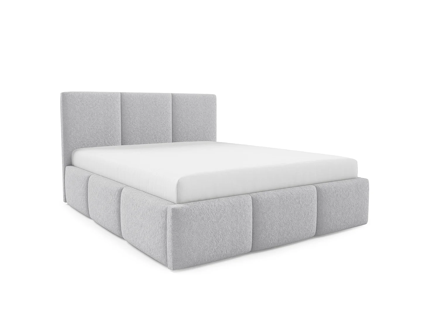 Lit rembourré VALERIO avec coffre de rangement 160x200|Lit double|Sommier à lattes|Aspect lit boxspring|sans matelas|Chambre-Gris