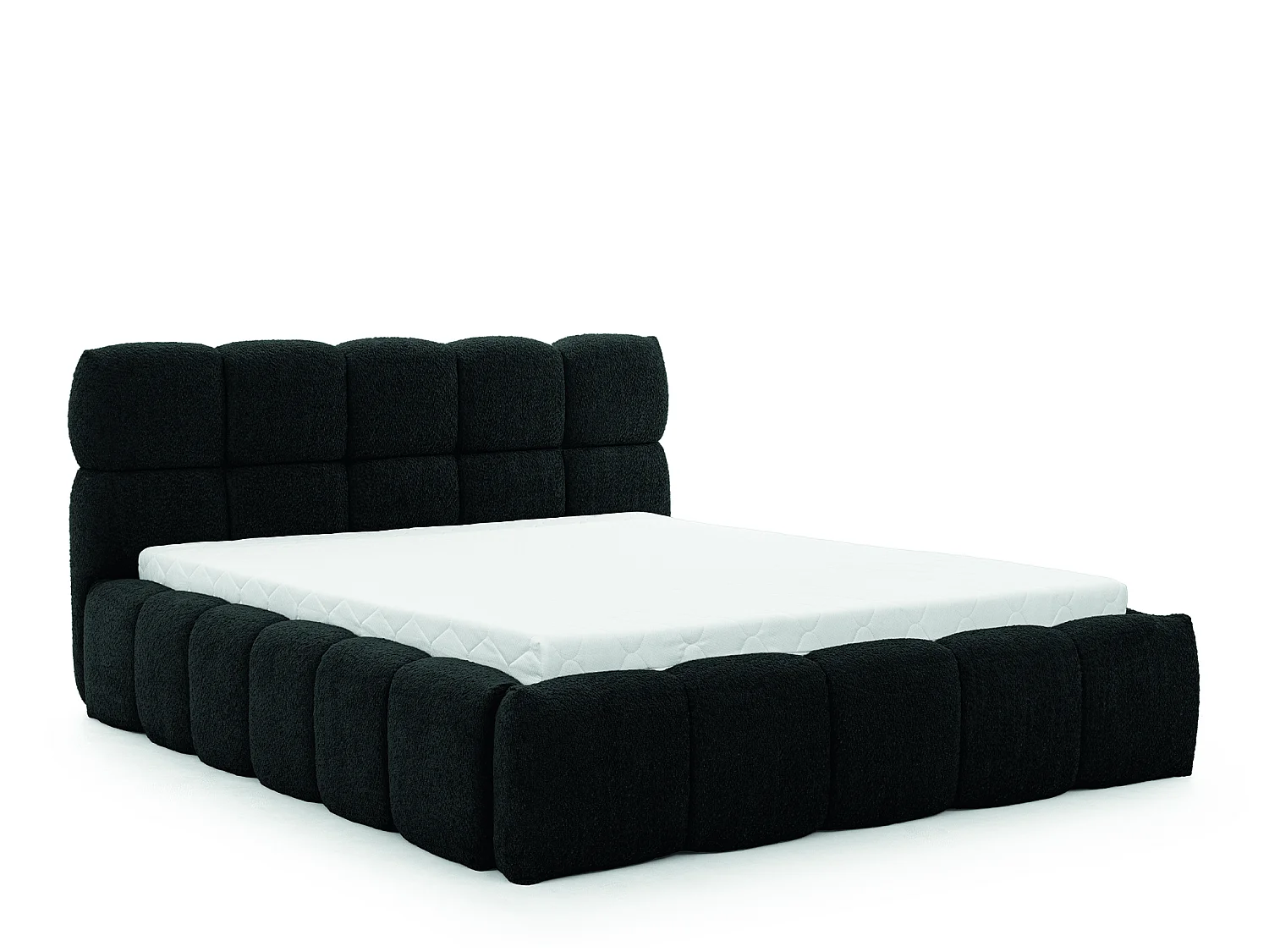 FURNISTAR Gestoffeerd bed SOFIA 120x200 met opbergruimte|Bubble|Tweepersoonsbed|Lattenbodem|Boxspring-look|zonder matras-Zwart