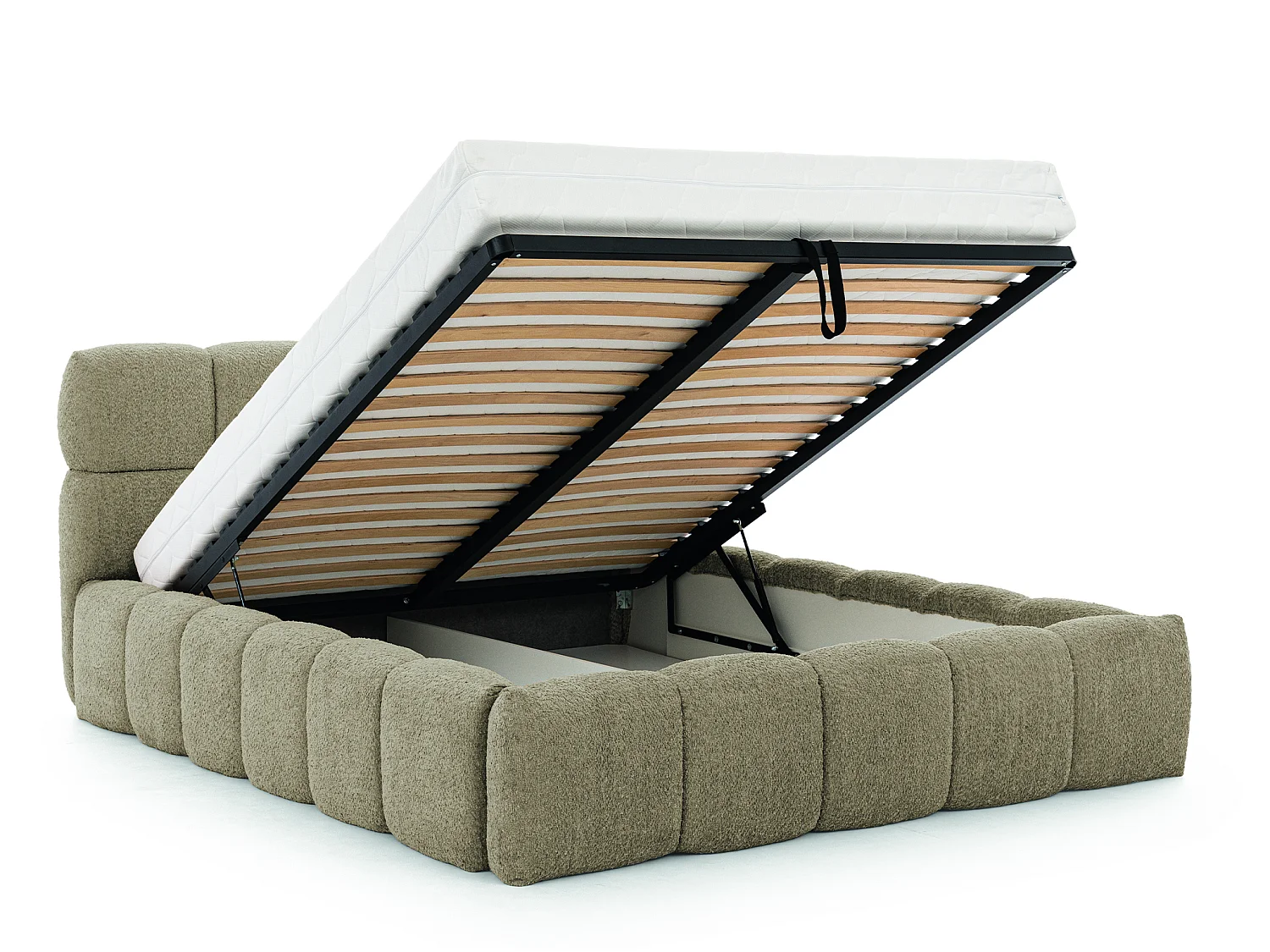 FURNISTAR Gestoffeerd bed SOFIA 180x200 met opbergruimte|Bubble|Tweepersoonsbed|Lattenbodem|Boxspring-look|zonder matras-Taupe