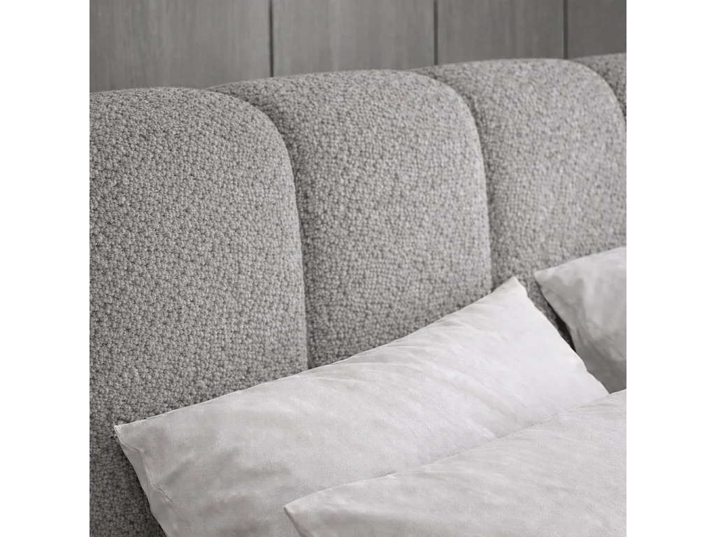 Lit rembourré CLOUDY avec coffre de rangement 120x200|Lit double|Sommier à lattes|Aspect lit boxspring|sans matelas|Chambre-Gris
