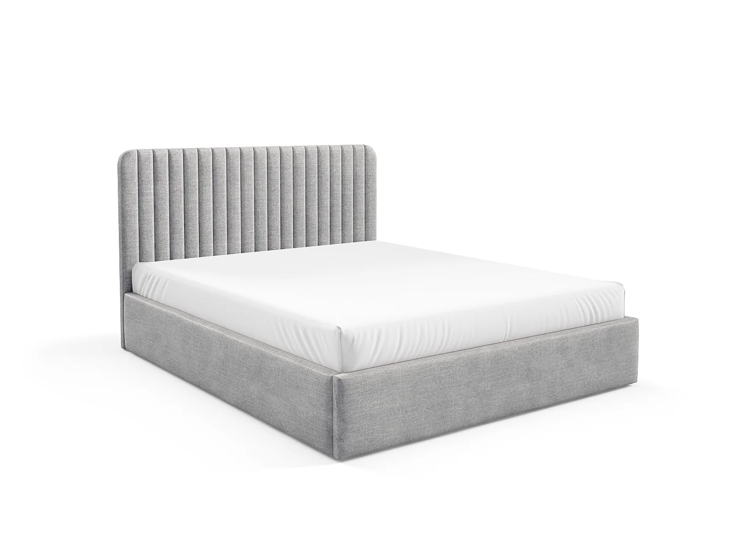 FURNISTAR Lit rembourré BEA II avec coffre de rangement |Lit double avec rangement|Sommier à lattes|Aspect lit boxspring|sans matelas - Gris clair