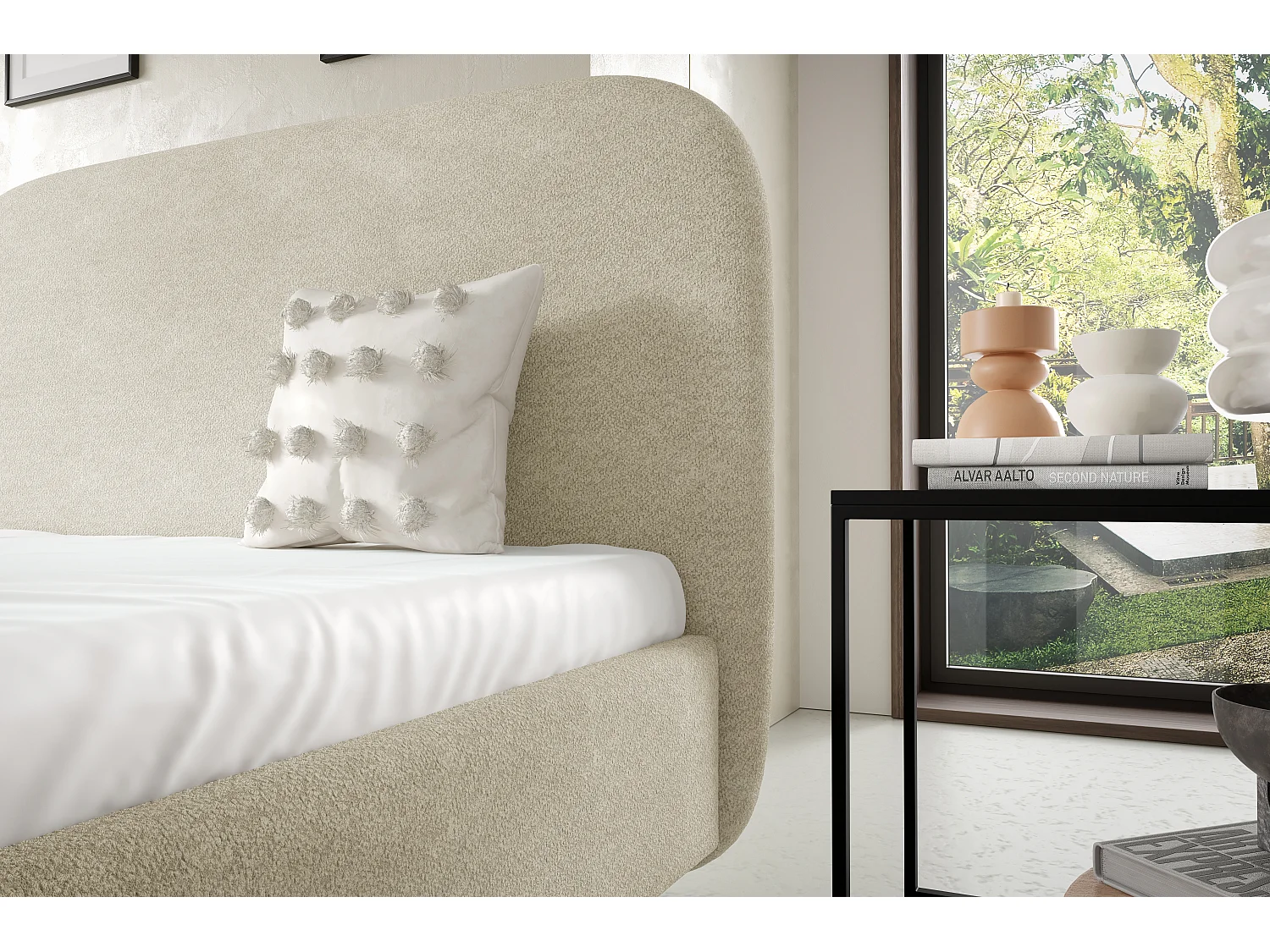 Gestoffeerd bed LANA met opbergruimte 160x200|Tweepersoonsbed|Lattenbodem|Boxspring-look|zonder matras|Slaapkamer-Beige