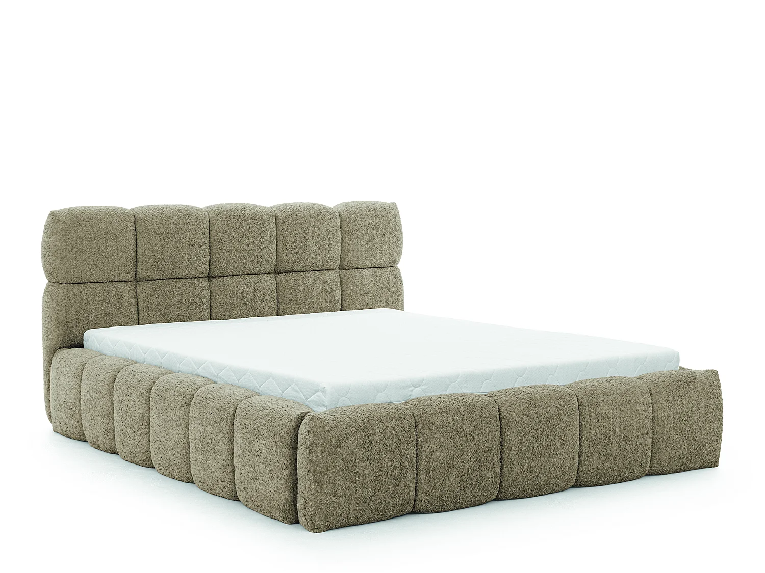 FURNISTAR Gestoffeerd bed SOFIA 140x200 met opbergruimte|Bubble|Tweepersoonsbed|Lattenbodem|Boxspring-look|zonder matras-Taupe