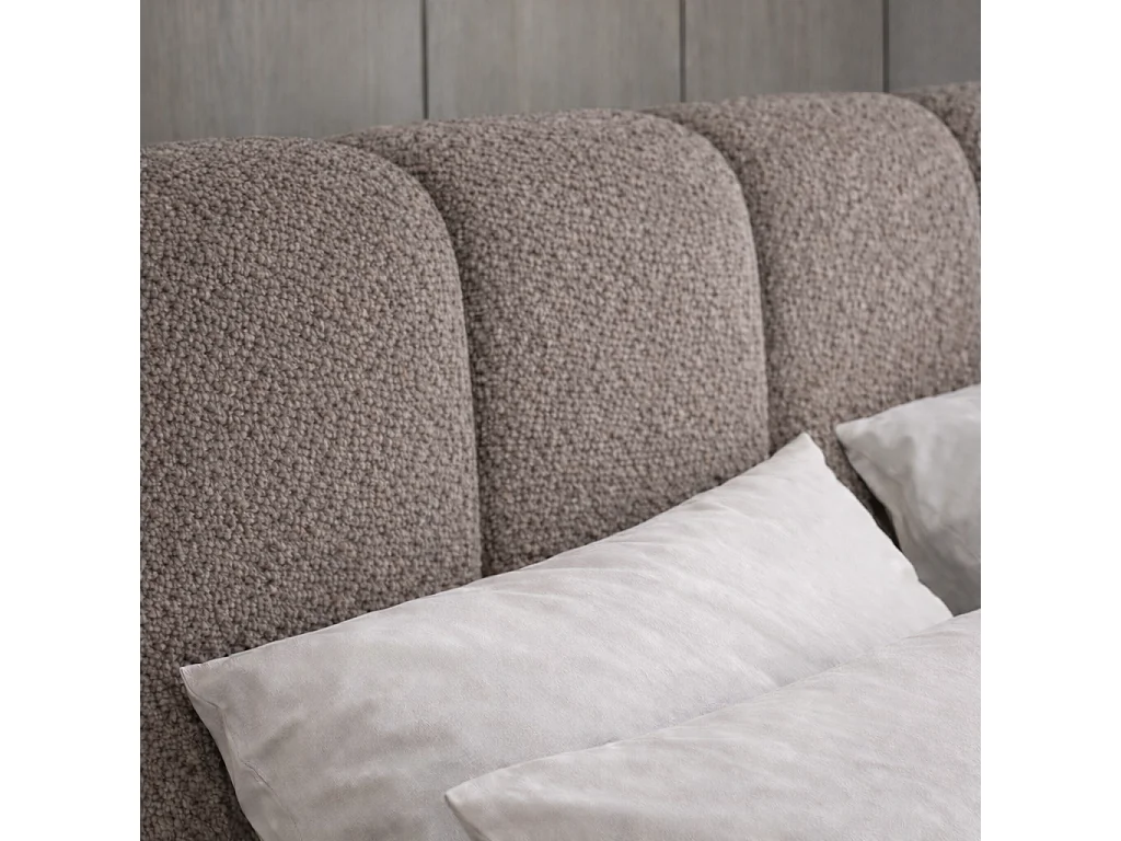Lit rembourré CLOUDY avec coffre de rangement 160x200|Lit double|Sommier à lattes|Aspect lit boxspring|sans matelas|Chambre-Taupe