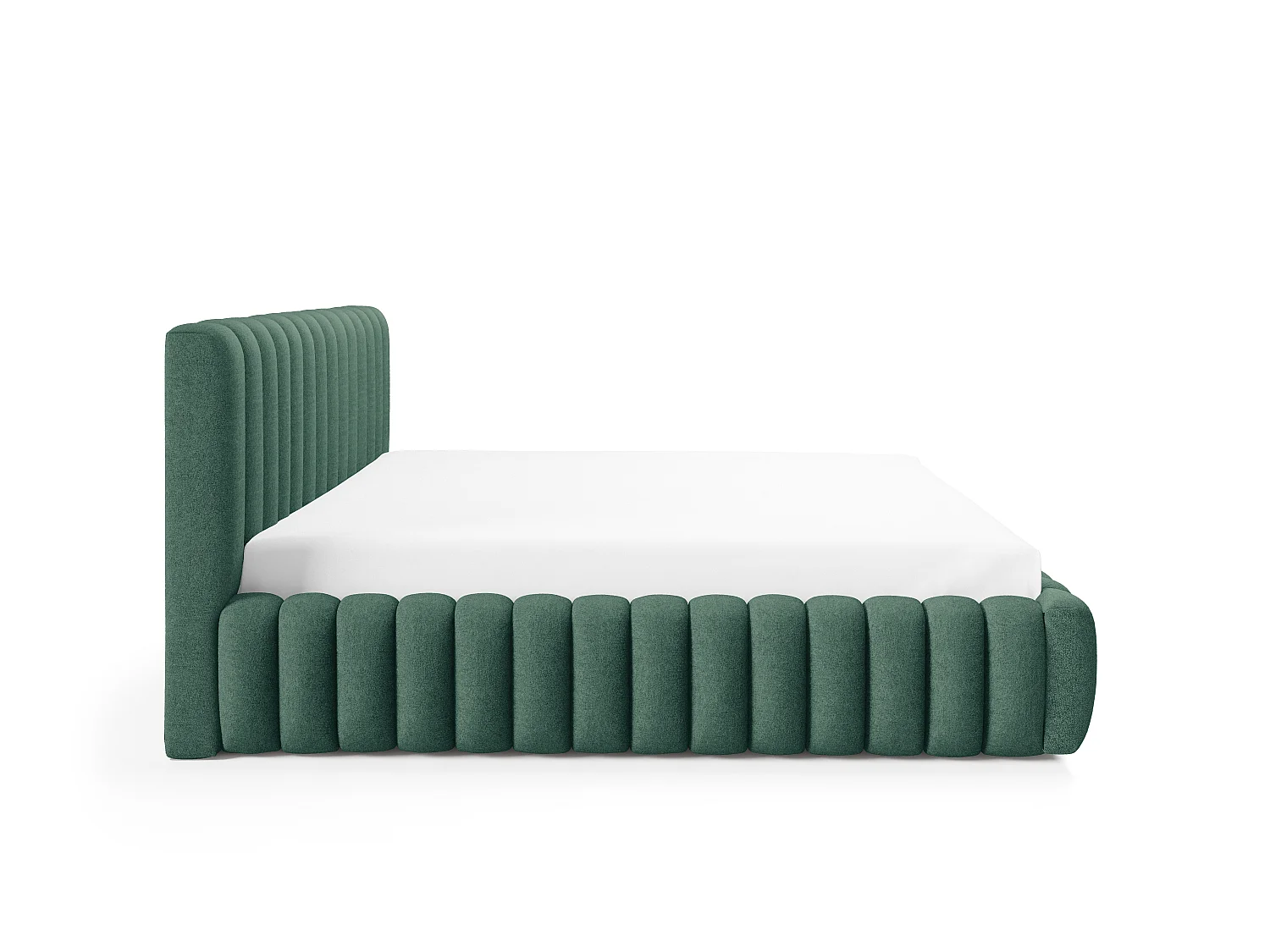 FURNISTAR Lit rembourré BLIVIO 160x200 cm|avec coffre de rangement|Sommier à lattes|Lit double|Aspect lit boxspring-Vert