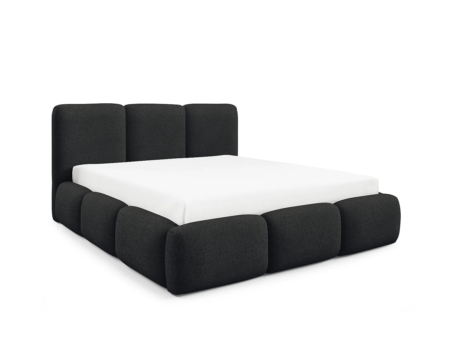 FURNISTAR Lit rembourré BOVA 140x200 cm avec coffre de rangement|Sommier à lattes|Lit double|Aspect lit boxspring-Gris clair