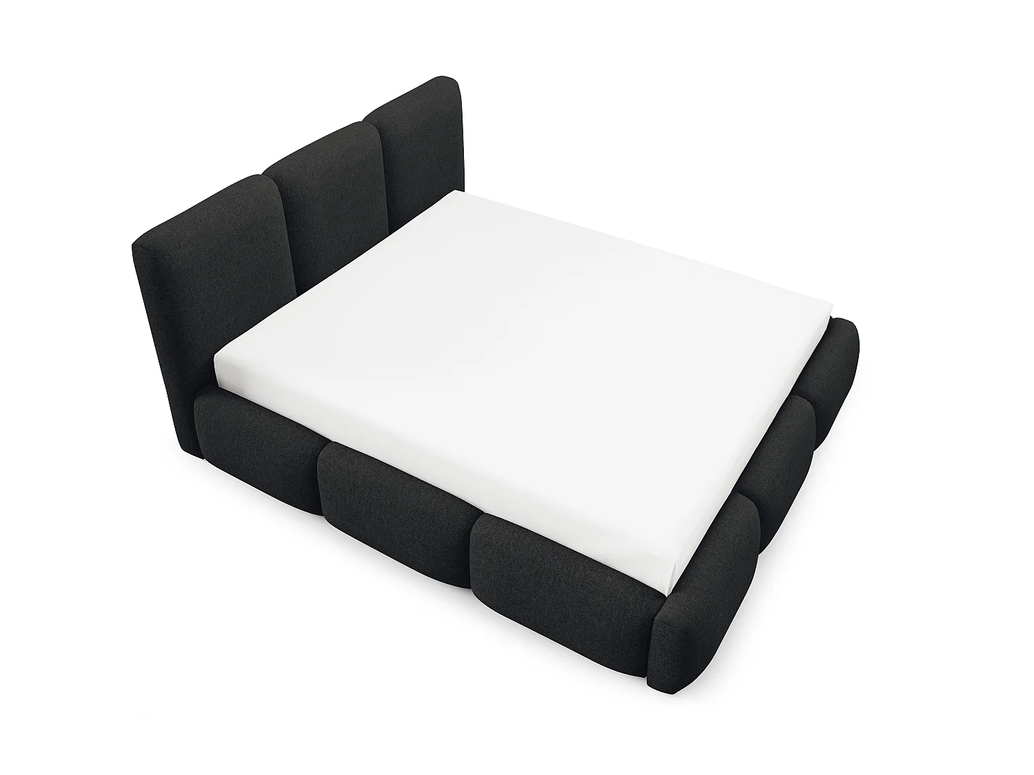 FURNISTAR Lit rembourré BOVA 140x200 cm avec coffre de rangement|Sommier à lattes|Lit double|Aspect lit boxspring-Gris clair
