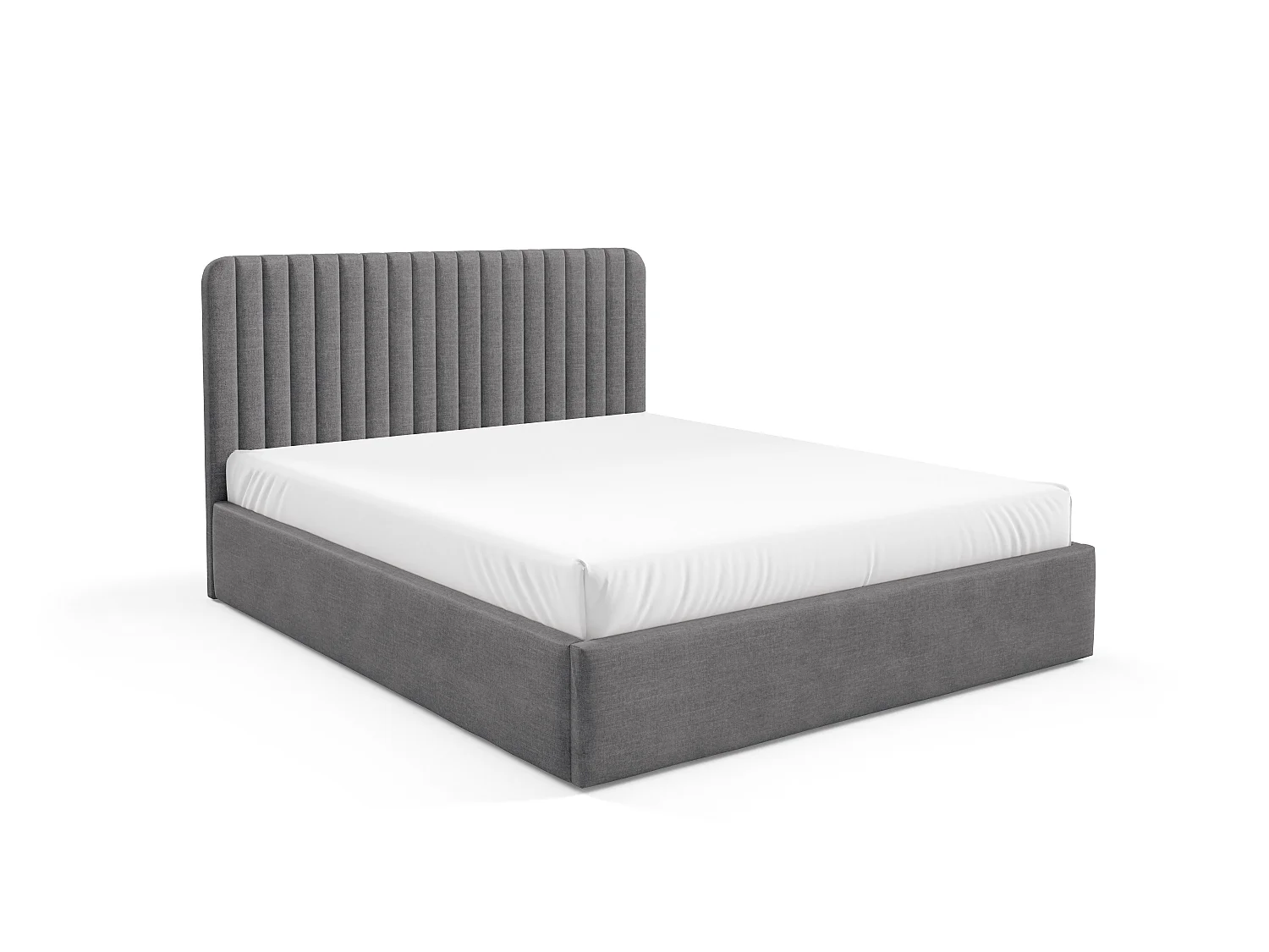 FURNISTAR Lit rembourré BEA II avec coffre de rangement 180x200 |Lit double avec rangement|Sommier à lattes|Aspect lit boxspring|sans matelas - Gris foncé