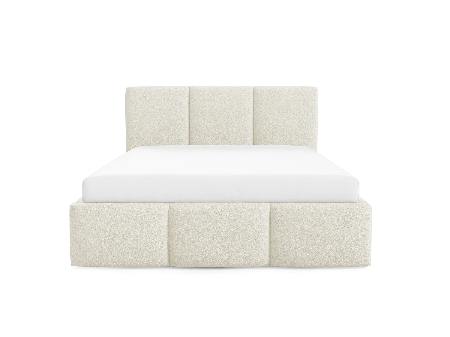 Gestoffeerd bed VALERIO met opbergruimte, bed 140x200|Tweepersoonsbed|Lattenbodem|Boxspring-look|zonder matras|Slaapkamer-Crème