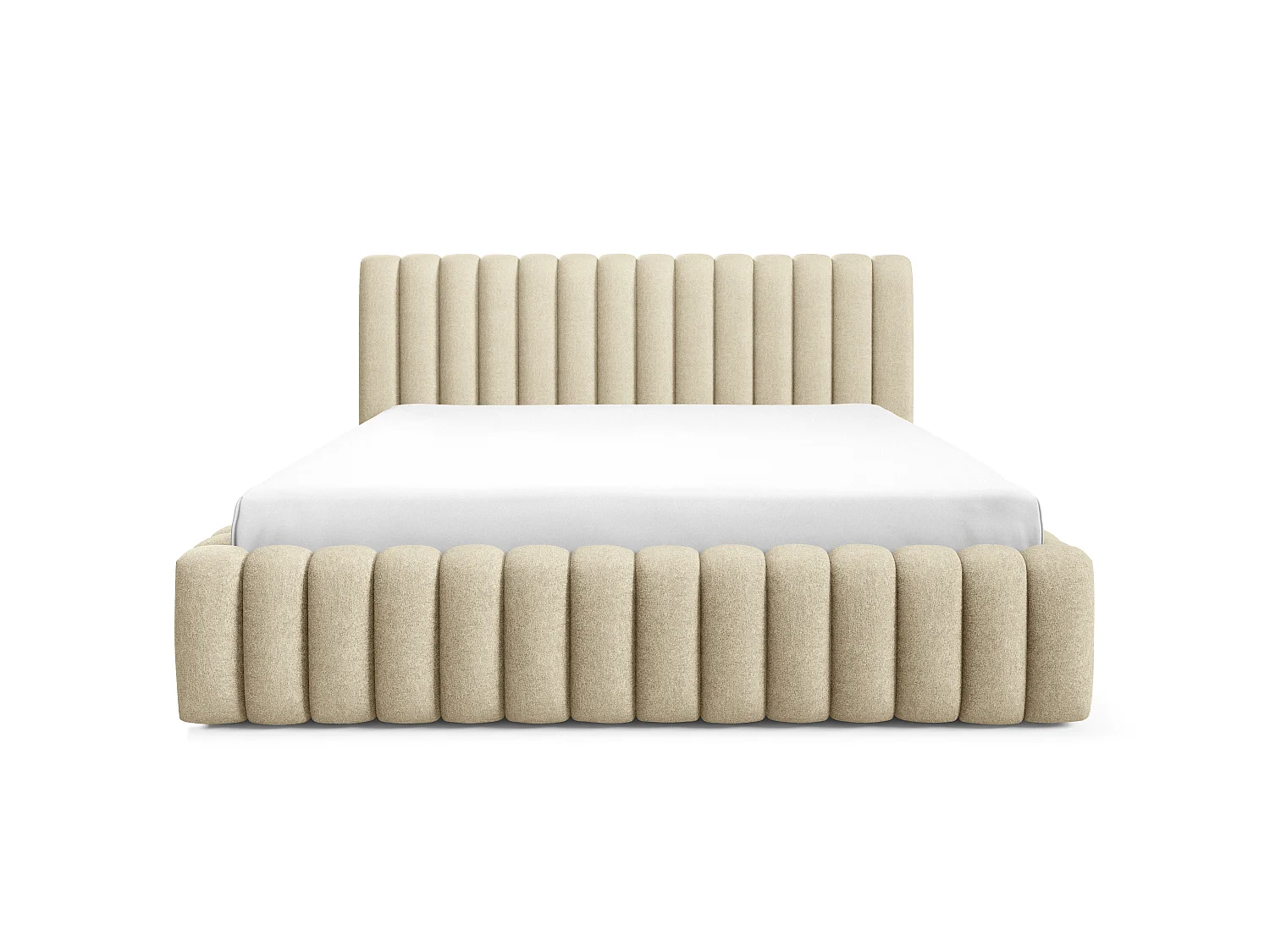 FURNISTAR Gestoffeerd bed BLIVIO 160x200 cm|met opbergruimte|Lattenbodem|Tweepersoonsbed|Boxspring-look-Beige