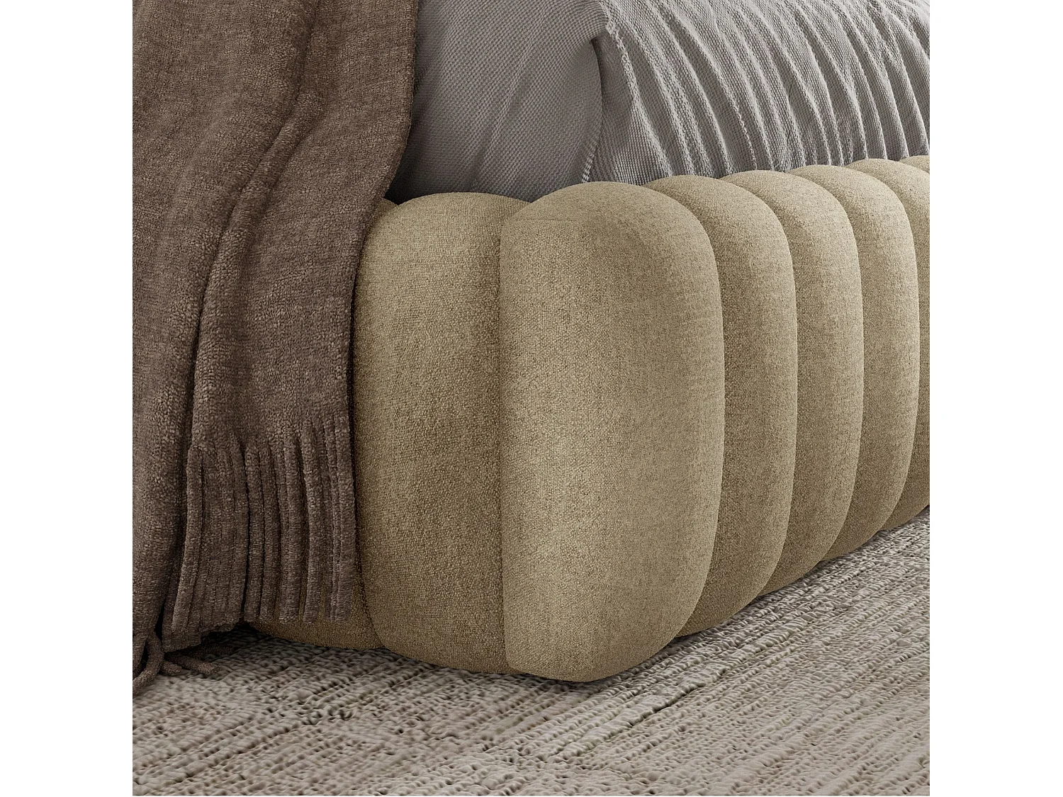 FURNISTAR Gestoffeerd bed BLIVIO 160x200 cm|met opbergruimte|Lattenbodem|Tweepersoonsbed|Boxspring-look-Beige