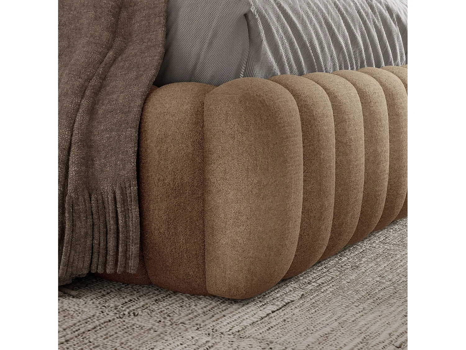 FURNISTAR Gestoffeerd bed BLIVIO 140x200 cm|met opbergruimte|Lattenbodem|Tweepersoonsbed|Boxspring-look-Cappuccino