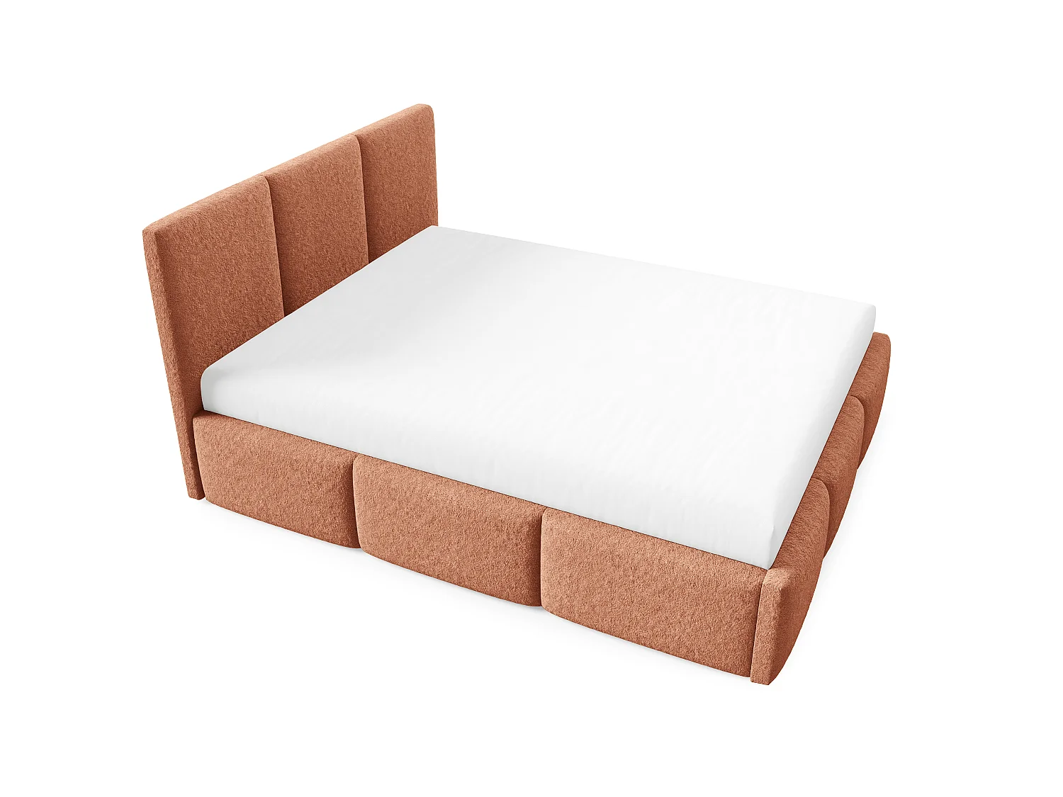 Lit rembourré VALERIO avec coffre de rangement 180x200|Lit double|Sommier à lattes|Aspect lit boxspring|sans matelas|Chambre-Rouge renard