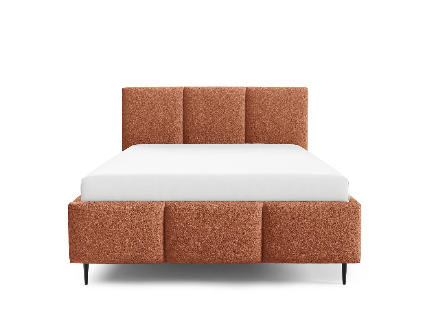 Gestoffeerd bed VALERIO met poten en opbergruimte, bed 160x200|Tweepersoonsbed|Lattenbodem|Boxspring-look|zonder matras|Slaapkamer-Vosrood