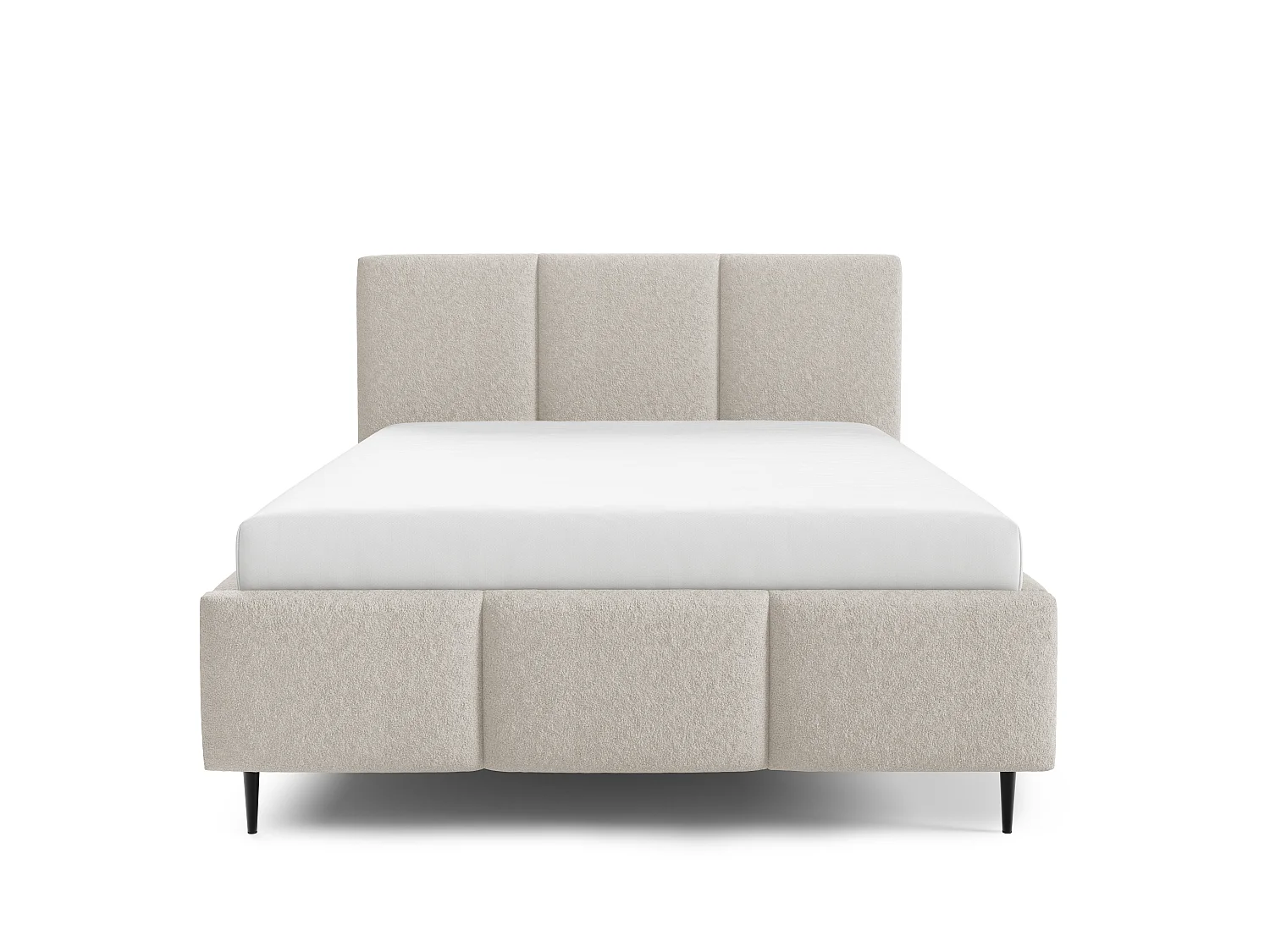 Gestoffeerd bed VALERIO met poten en opbergruimte, bed 160x200|Tweepersoonsbed|Lattenbodem|Boxspring-look|zonder matras|Slaapkamer-Beige