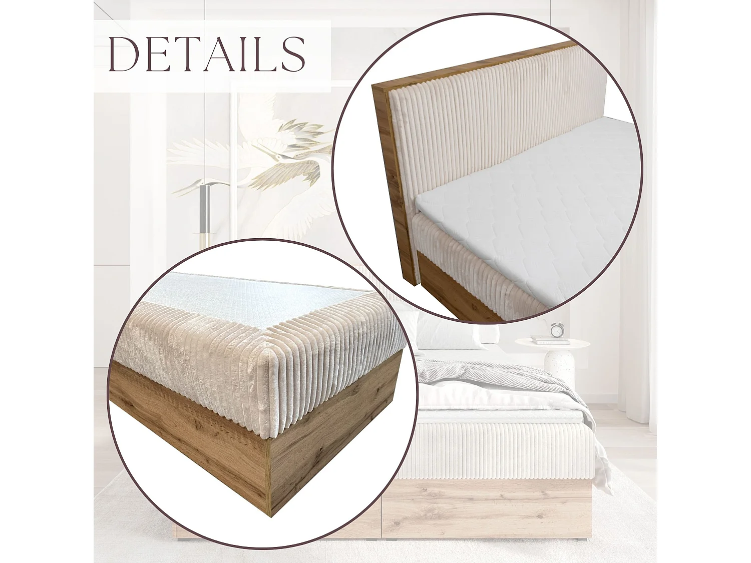 Boxspringbed TILIA-200x200cm Opbergbakken|Topper|Tweepersoonsbed|Bonellmatras|Ribstof|Gestoffeerd bed|Wotan plaat-Donkerblauw