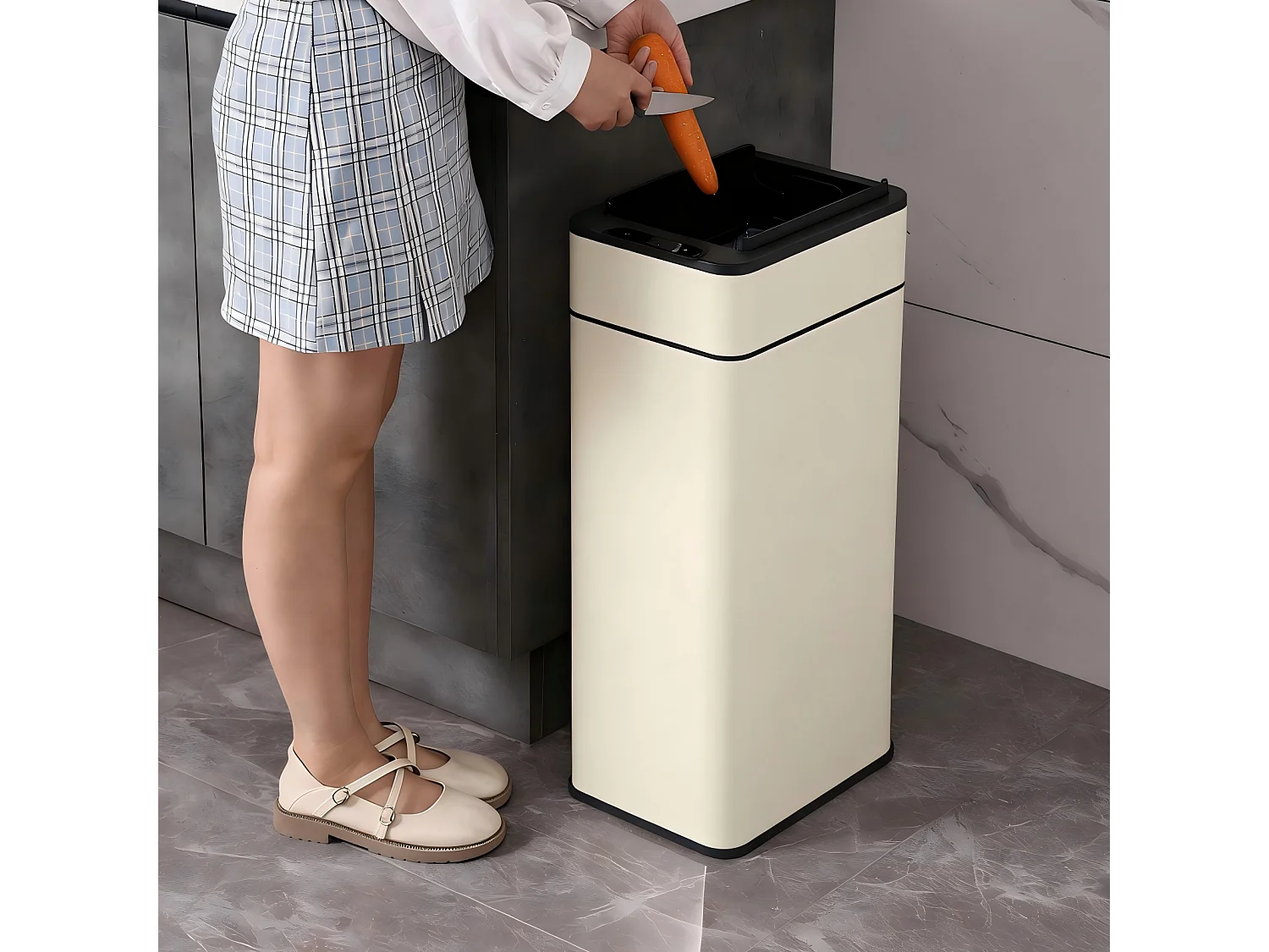 SVITA SE40L Poubelle à capteur Poubelle de cuisine Poubelle automatique Taupe