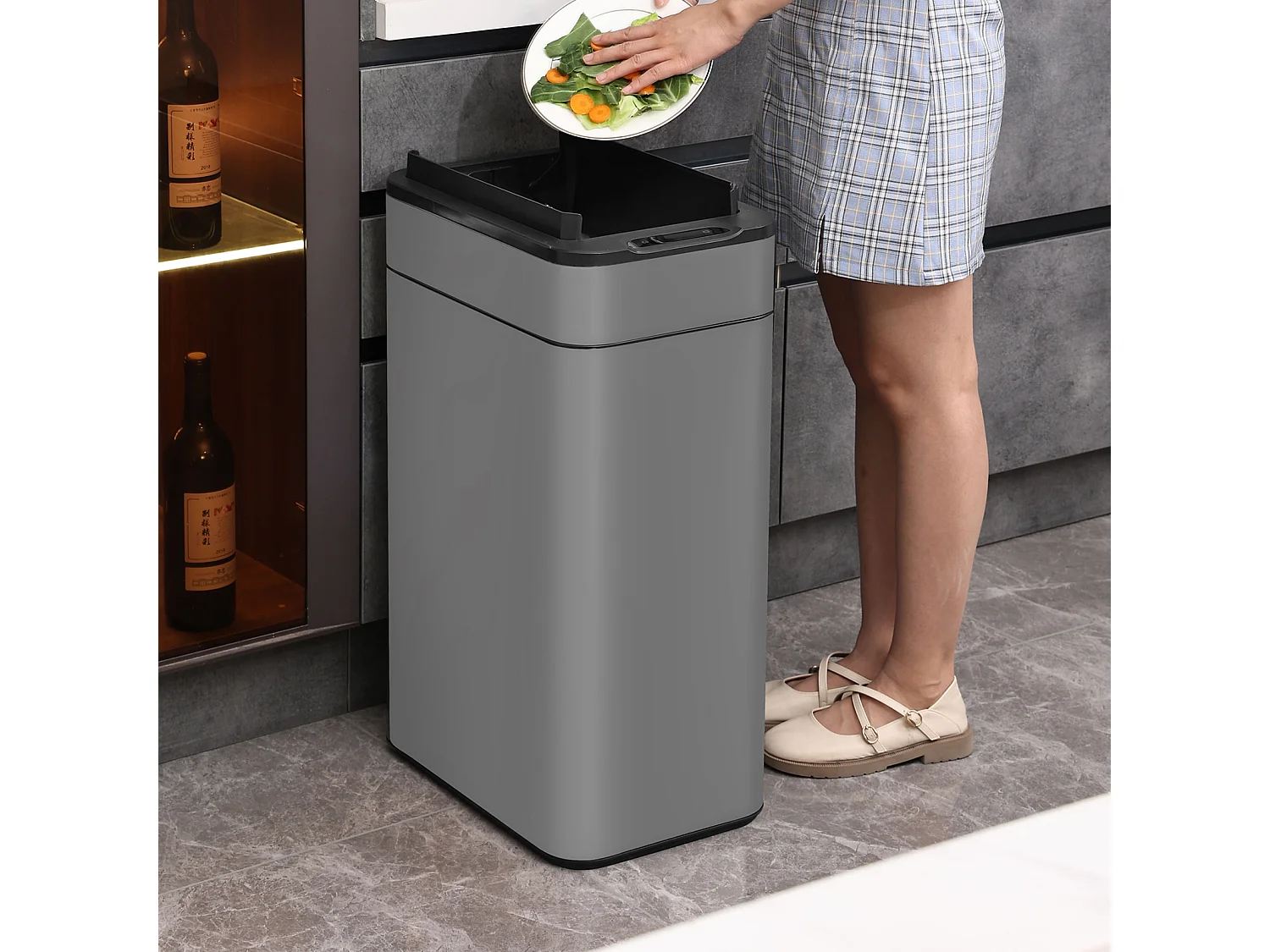 SVITA SE60L Poubelle à capteur Poubelle automatique Poubelle de cuisine Gris