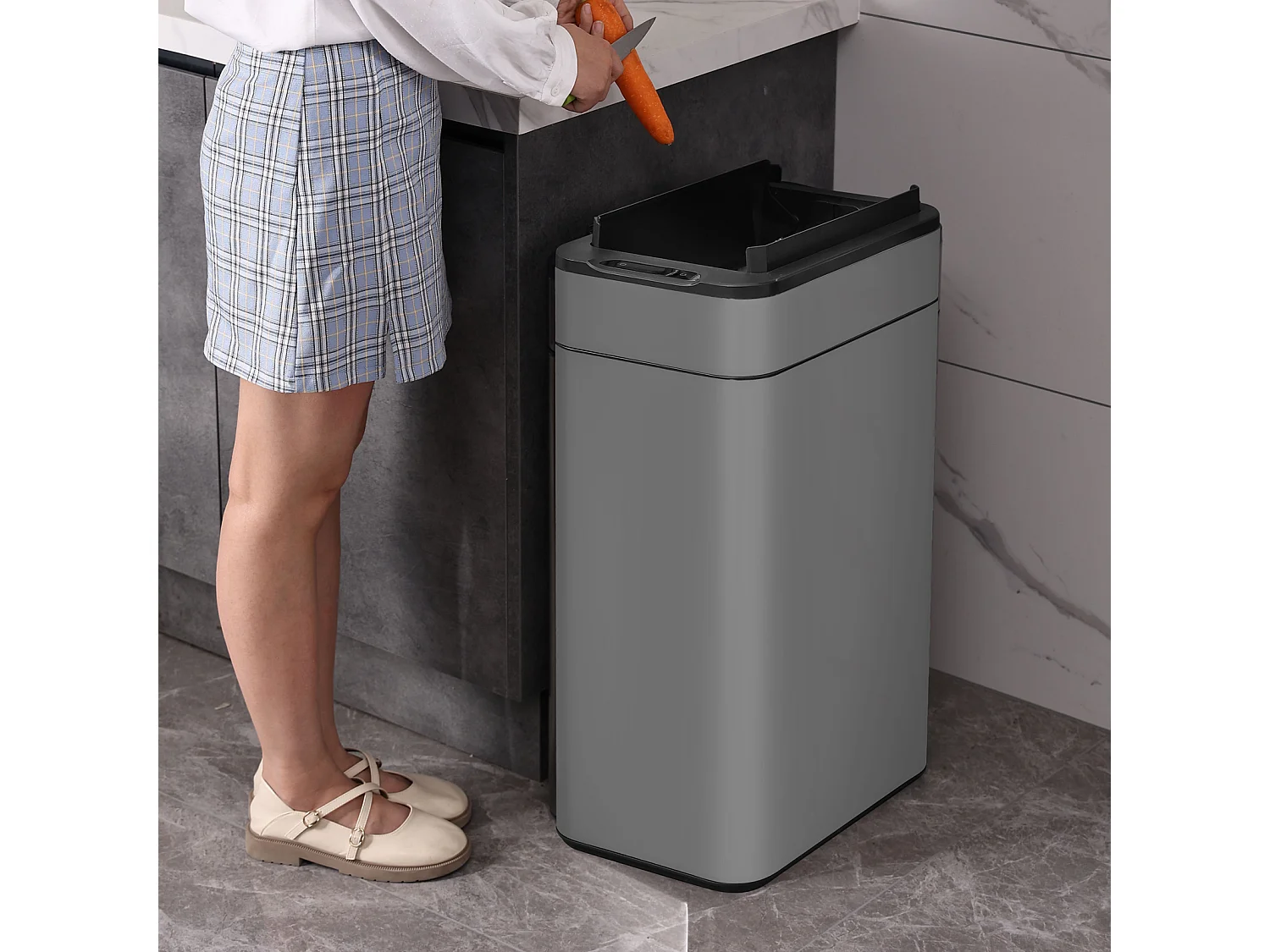 SVITA SE60L Poubelle à capteur Poubelle automatique Poubelle de cuisine Gris