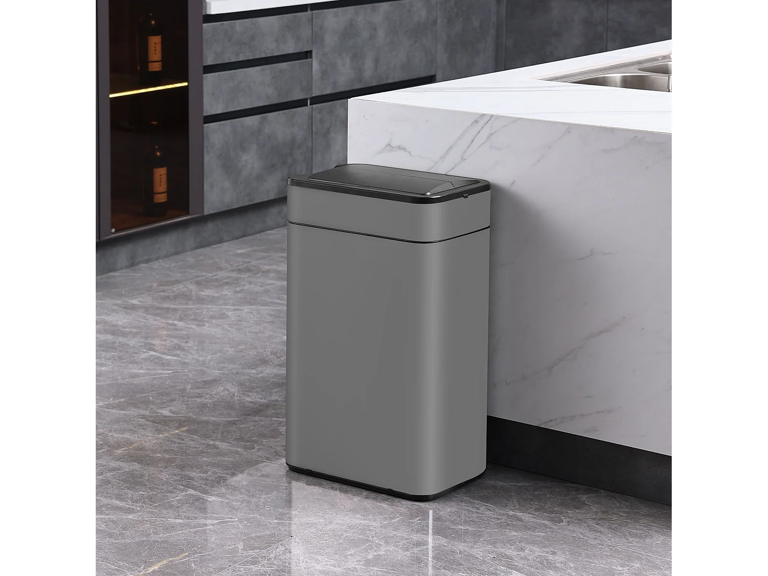 SVITA SE60L Poubelle à capteur Poubelle automatique Poubelle de cuisine Gris