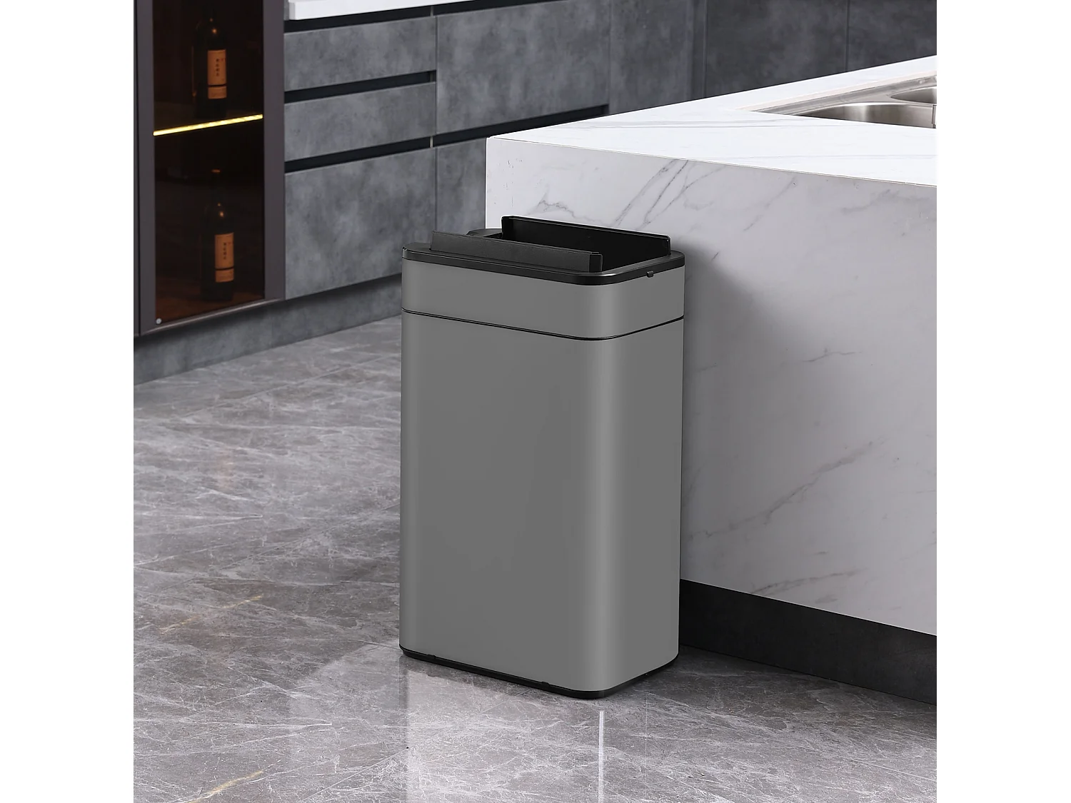 SVITA SE60L Poubelle à capteur Poubelle automatique Poubelle de cuisine Gris